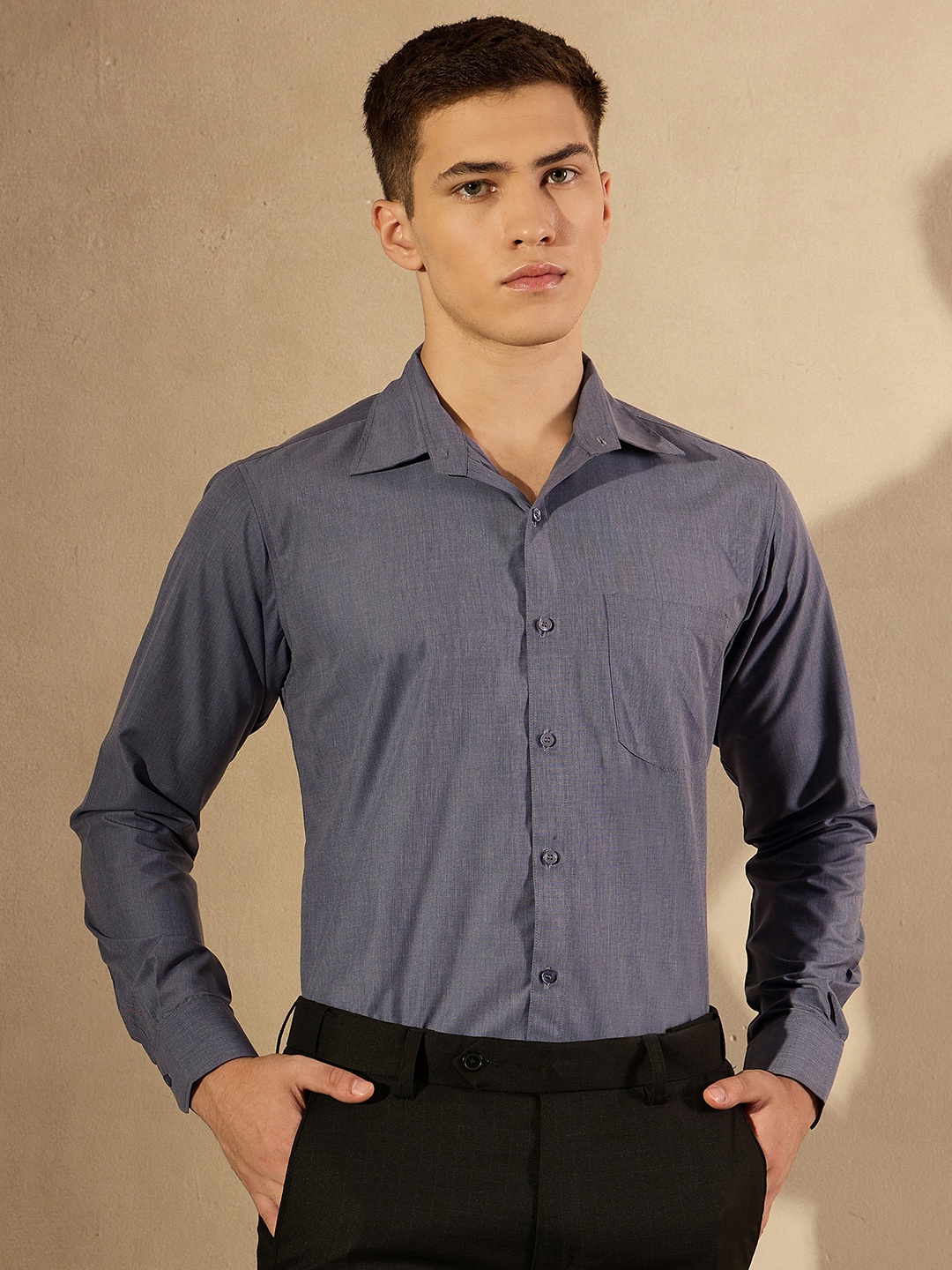 

DENNISON Spread Collar Smart Formal Shirt, Grey
