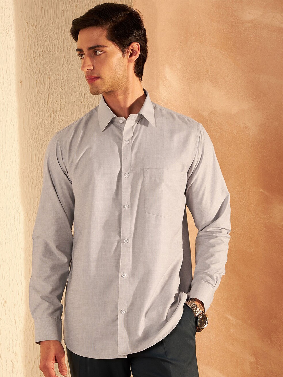 

DENNISON Smart Spread Collar Shirt, Grey