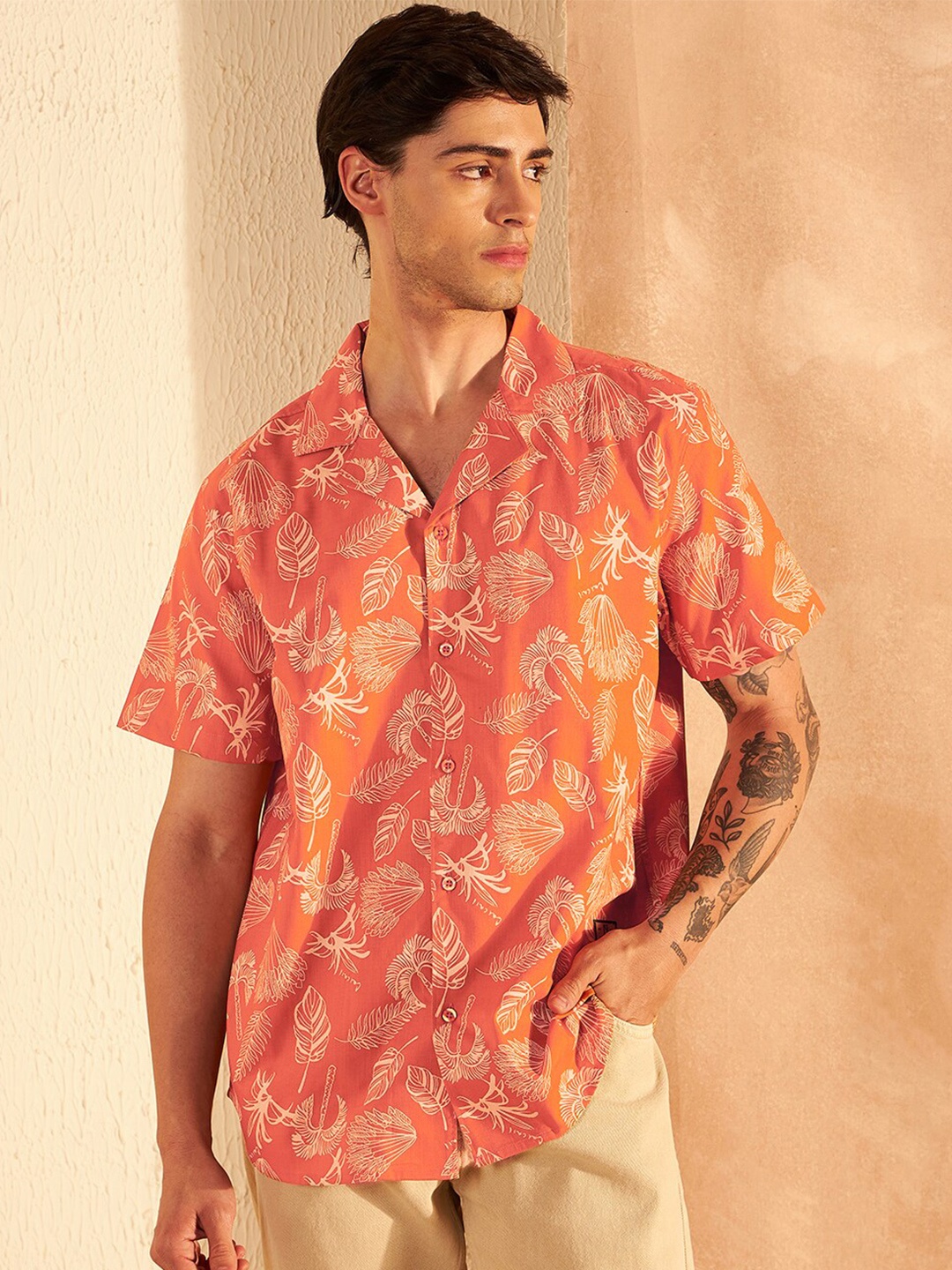 

DENNISON Men Smart Block Printed Casual Shirt, Orange