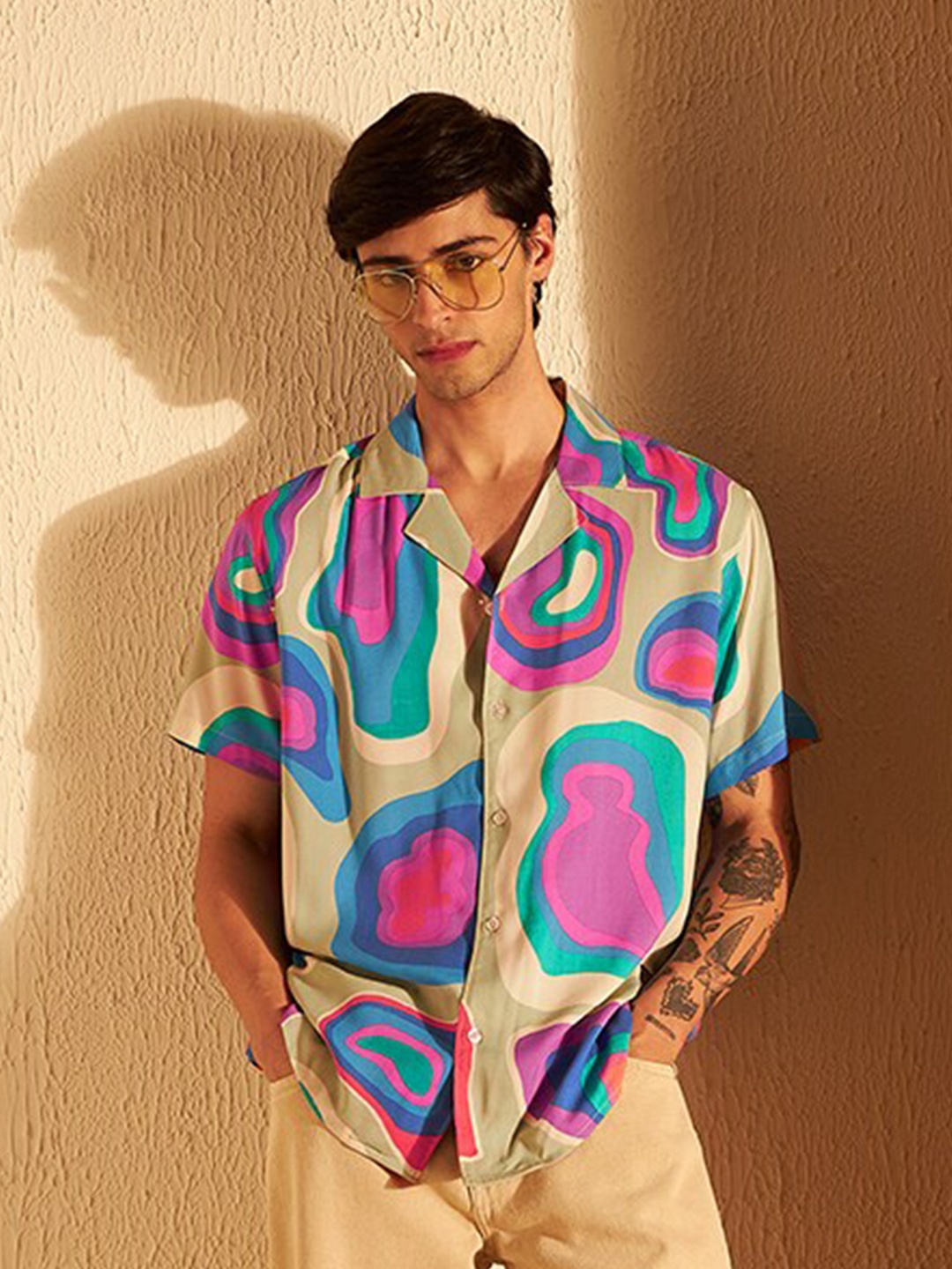 

DENNISON Men Smart Block Printed Casual Shirt, Green