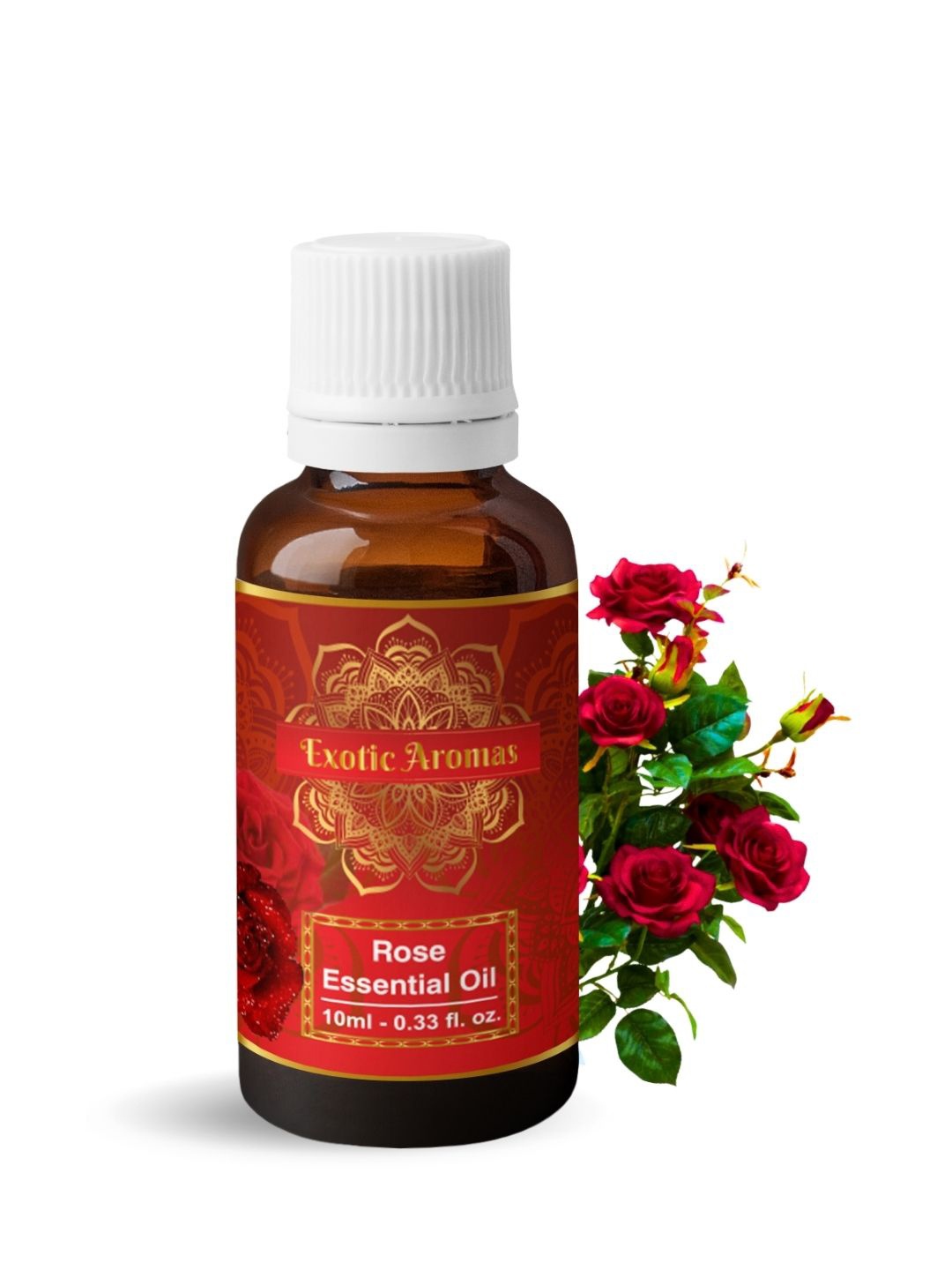 

EXOTIC AROMAS Rose Essential Oil For Aromatherapy Skin & Hair - 10ml, Red