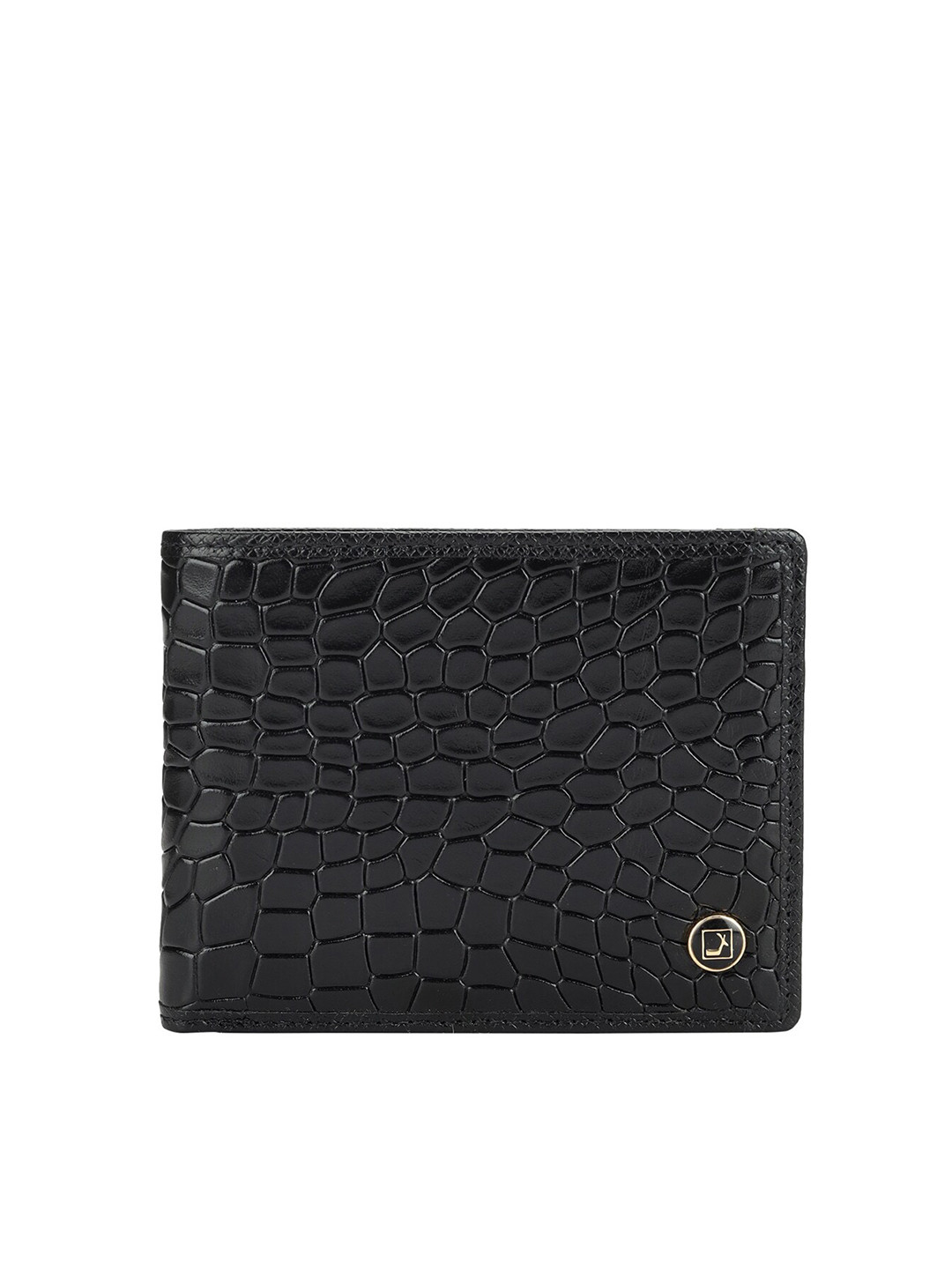 

Da Milano Men Textured Leather Two Fold Wallet, Black