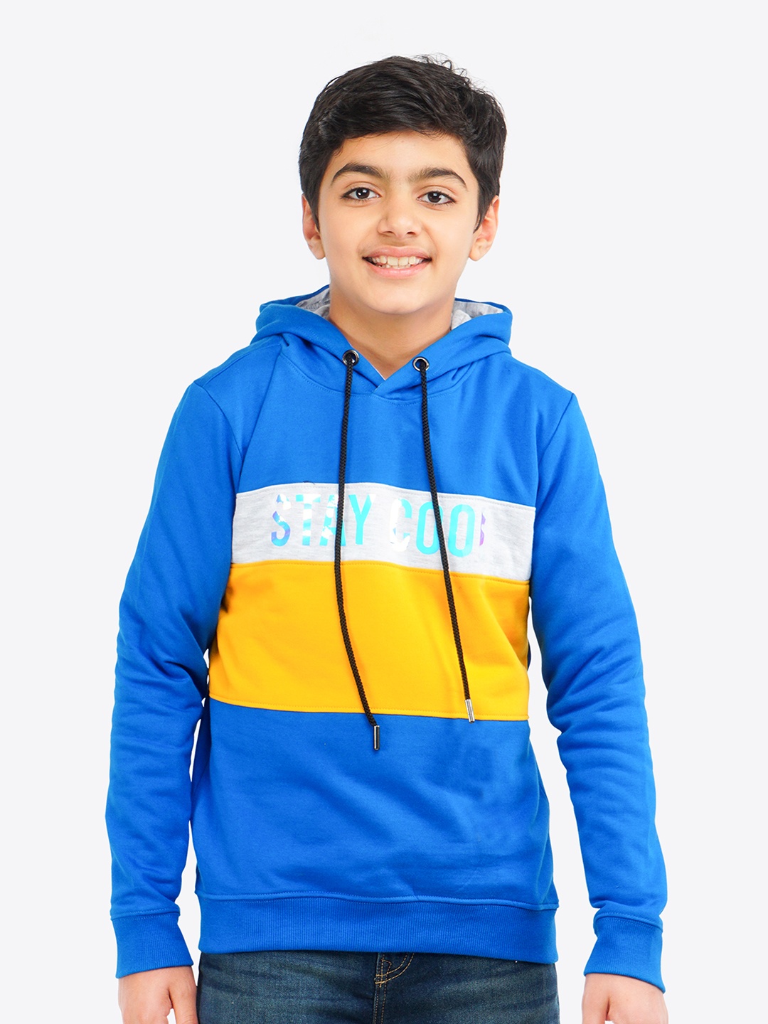 

ariel Boys Blue Printed Hooded Sweatshirt