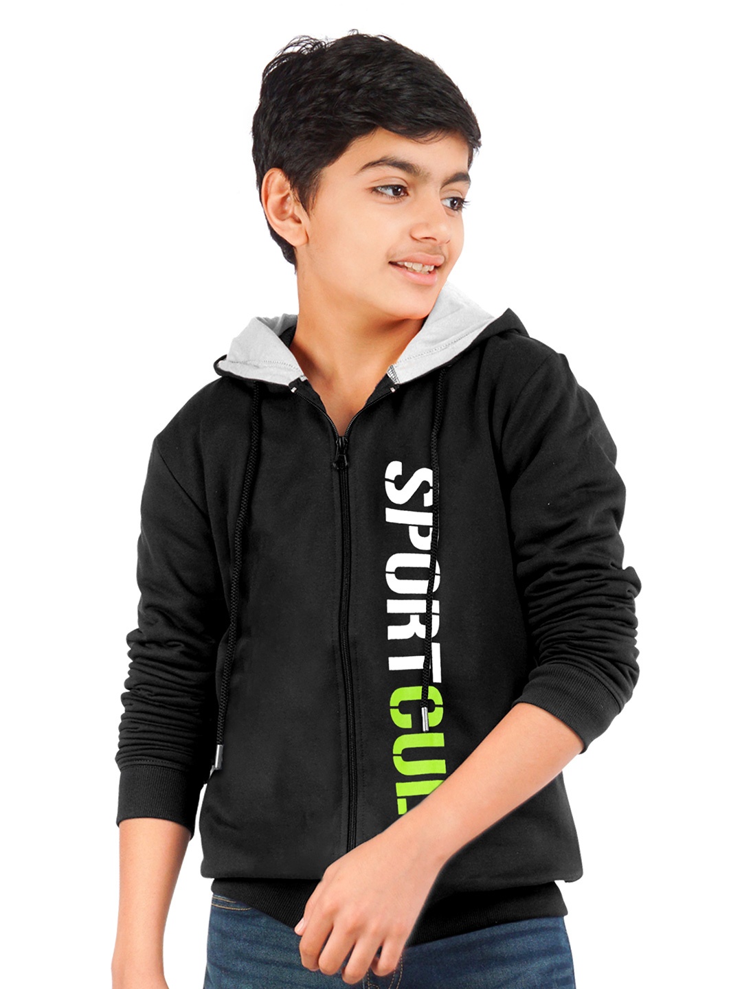 

ariel Boys Black Printed Hooded Sweatshirt