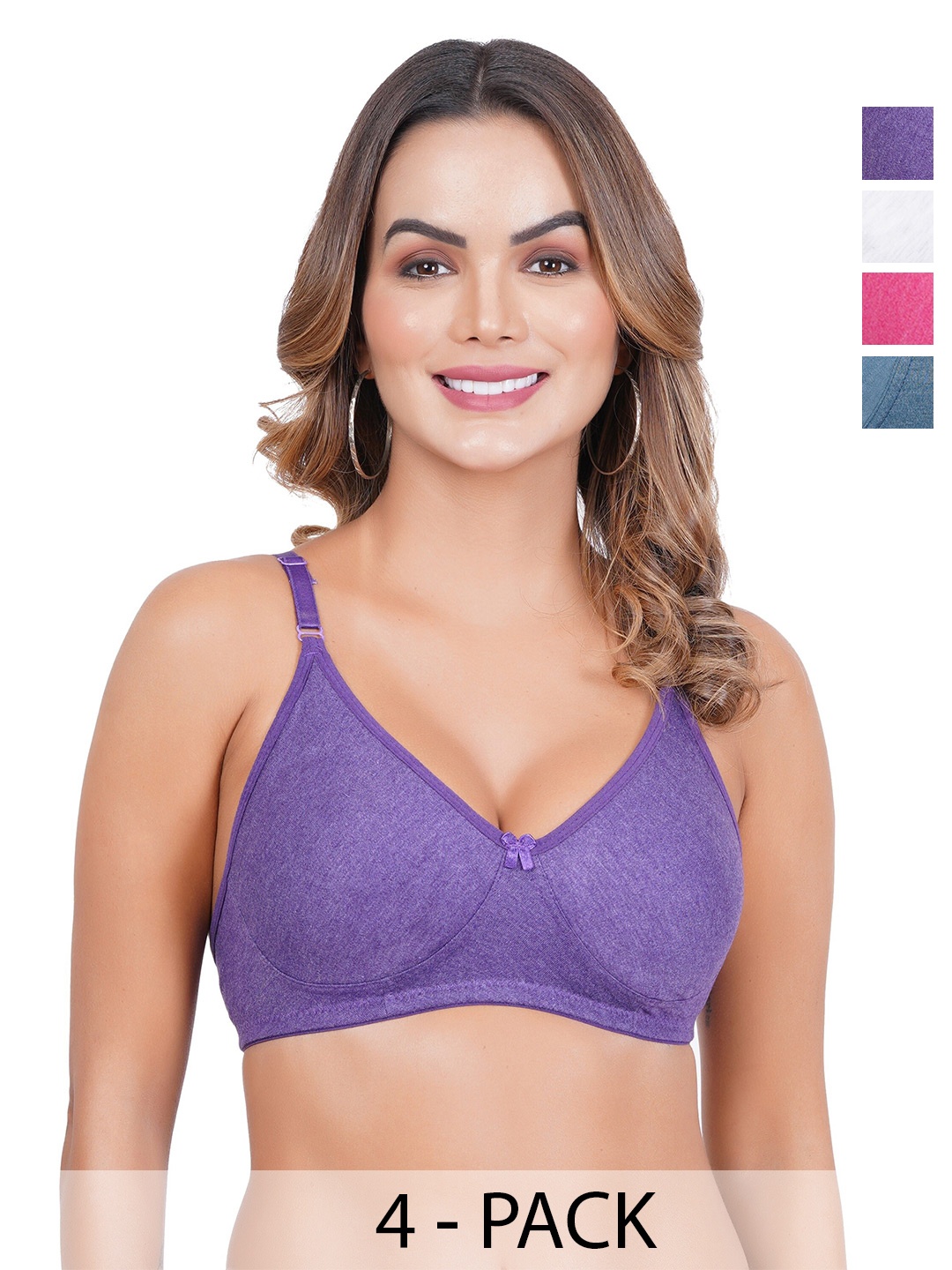 

Liigne Pack Of 4 Full Coverage Non Padded Everyday Bra With All Day Comfort, Green