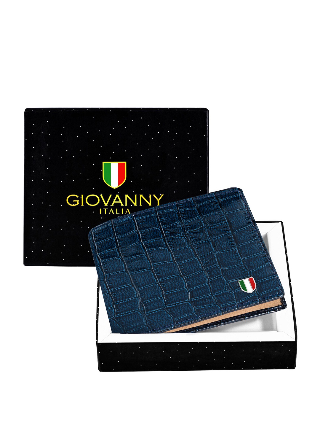 

GIOVANNY Men Textured Two Fold Wallet, Blue