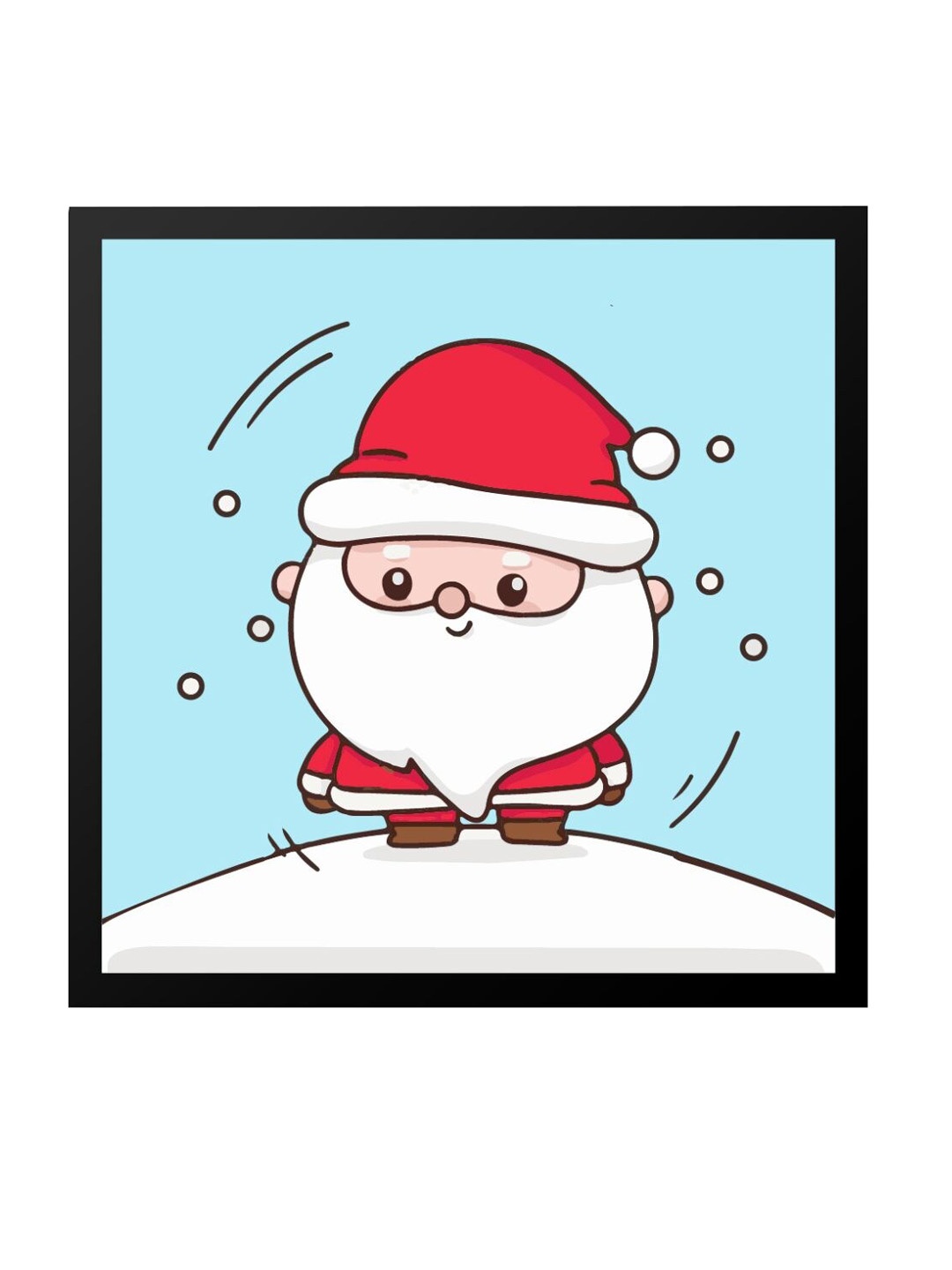 Gathari Blue & Black Cartoon Printed Wooden Santa Christmas Poster Wall Art