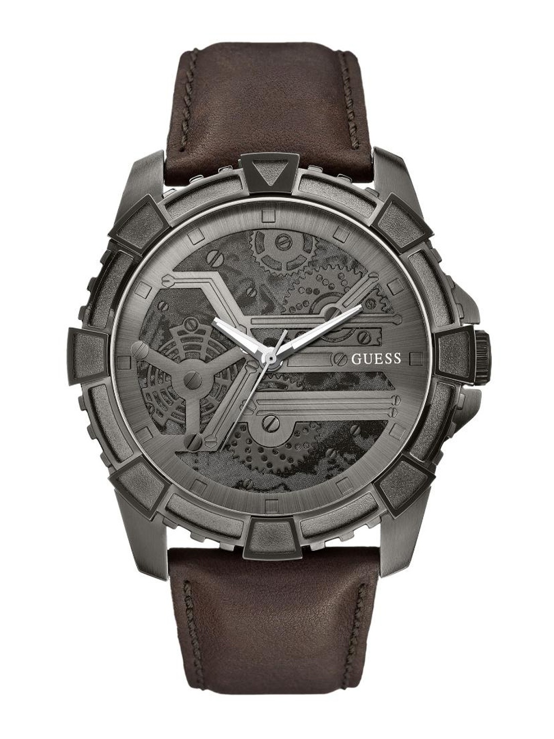 

GUESS Men Leather Analogue Watch U0274G1M, Black