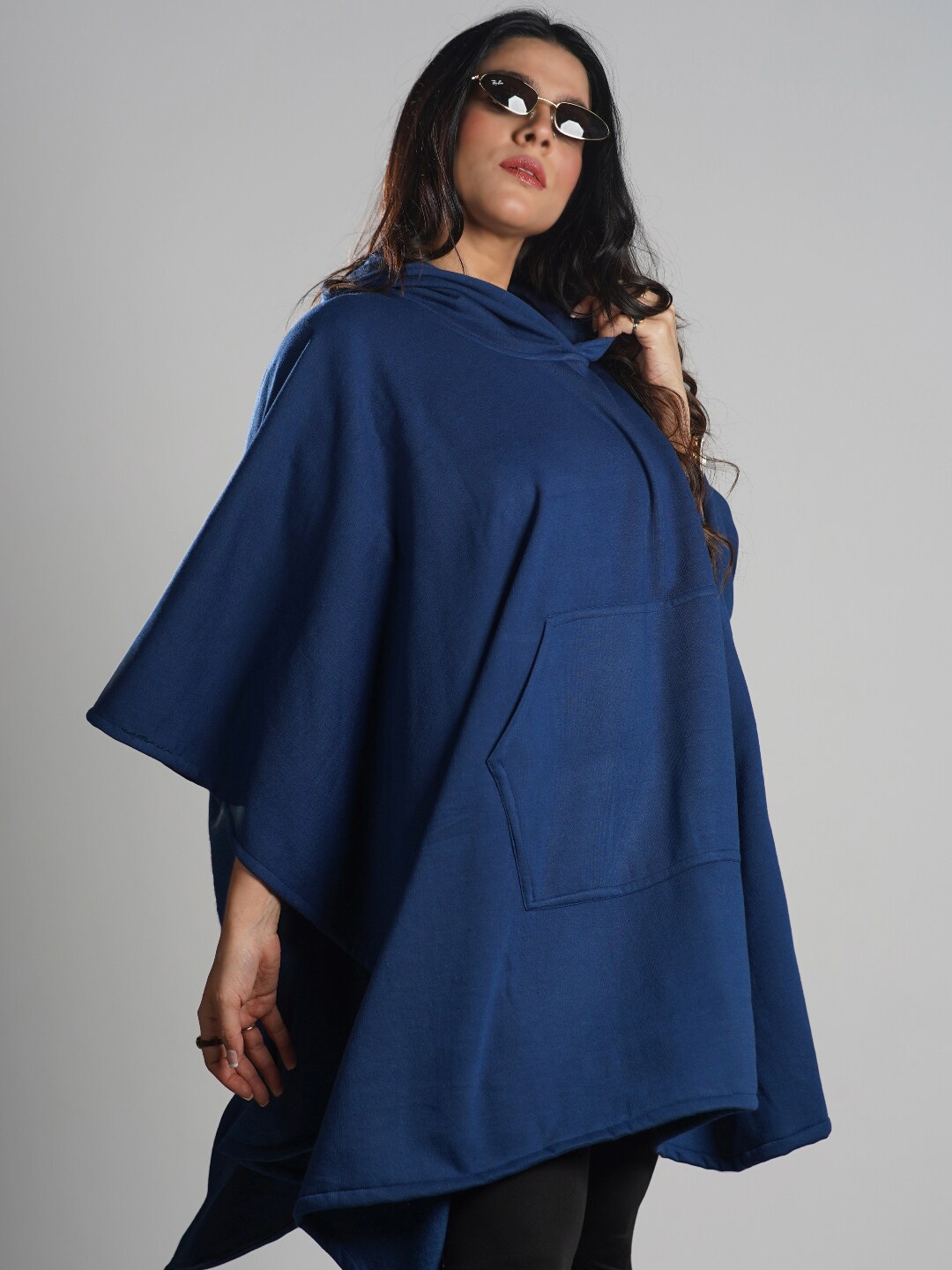 

LetsDressUp Hooded Fleece Poncho Sweater, Blue