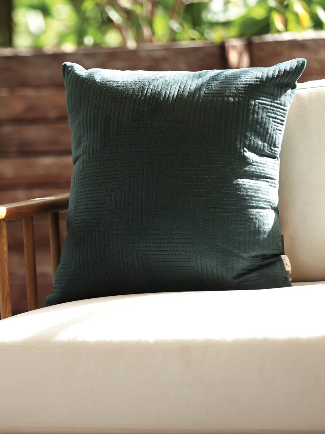 

ICRAFT Green Geometric Textured Square Cushion Cover