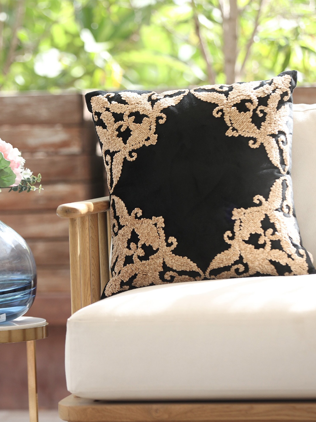 

ICRAFT Black Beige Abstract Square Cushion Cover