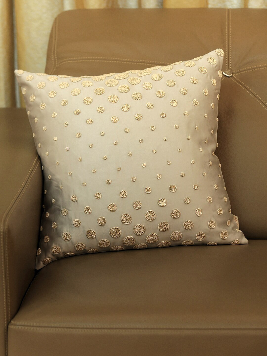 

ICRAFT Grey Embellished Square Cushion Cover