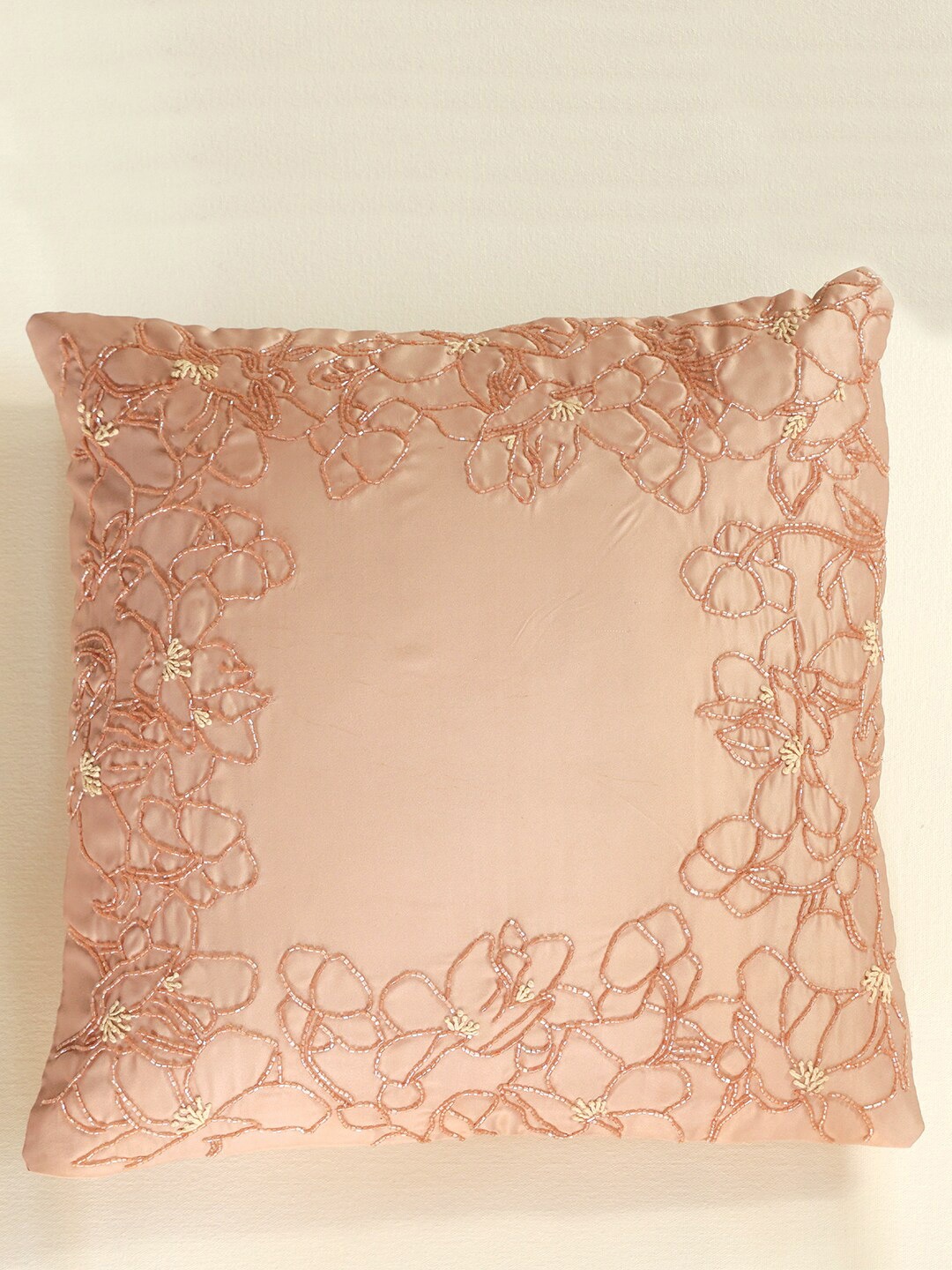 

ICRAFT Orange Floral Square Cushion Cover