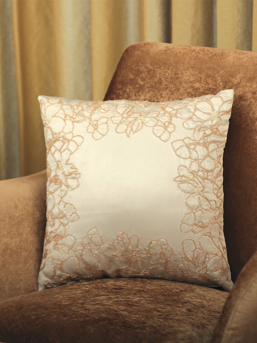 

ICRAFT Grey Embroidered Square Cushion Cover