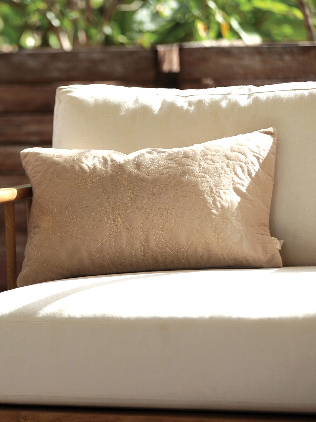 

ICRAFT Beige Floral Rectangle Cushion Cover