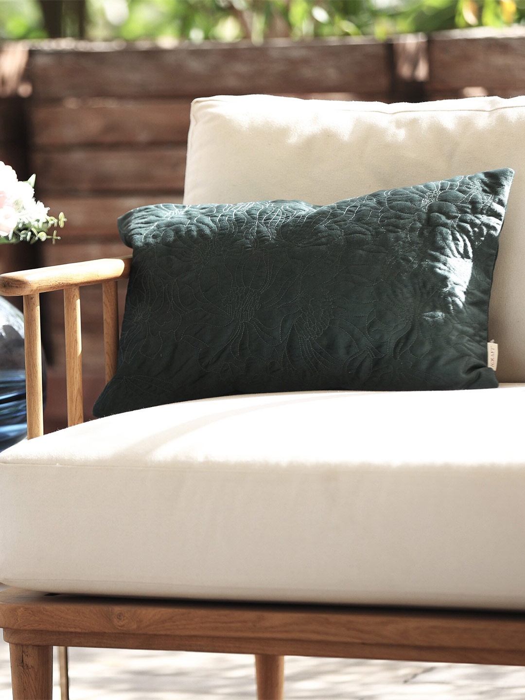 

ICRAFT Green Floral Rectangle Cushion Cover