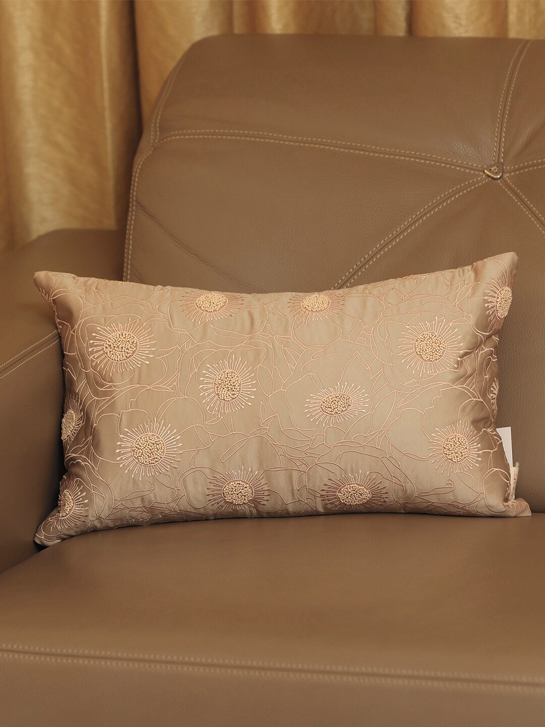 

ICRAFT Beige Embroidered Rectangle Cushion Cover