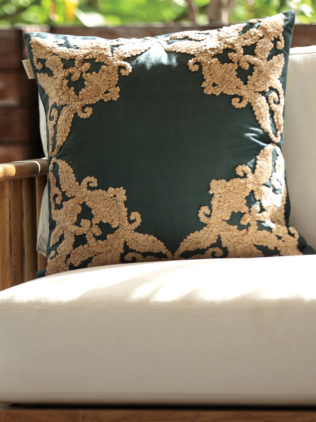 

ICRAFT Green Beige Abstract Square Cushion Cover