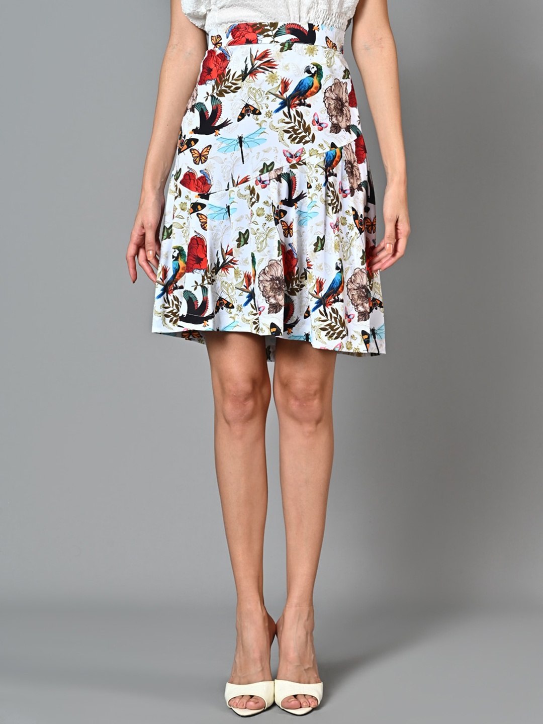 

Justin Whyte Printed A-Line Pleated Skirt, White