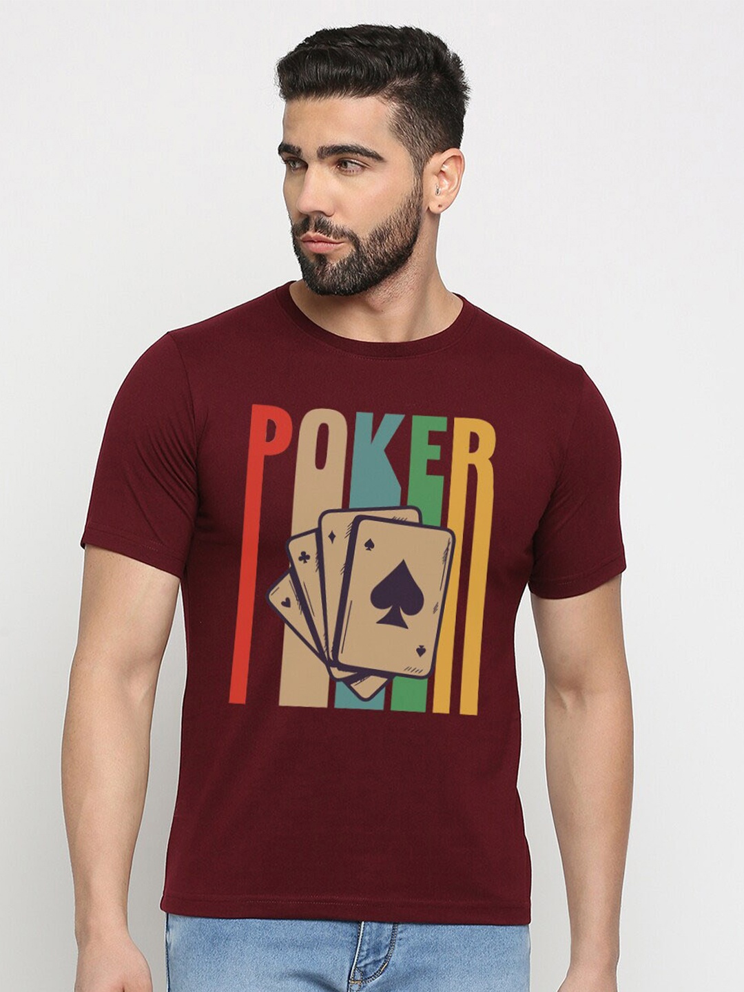 

MOD ECRU Unisex Typography Printed Cotton T-shirt, Maroon