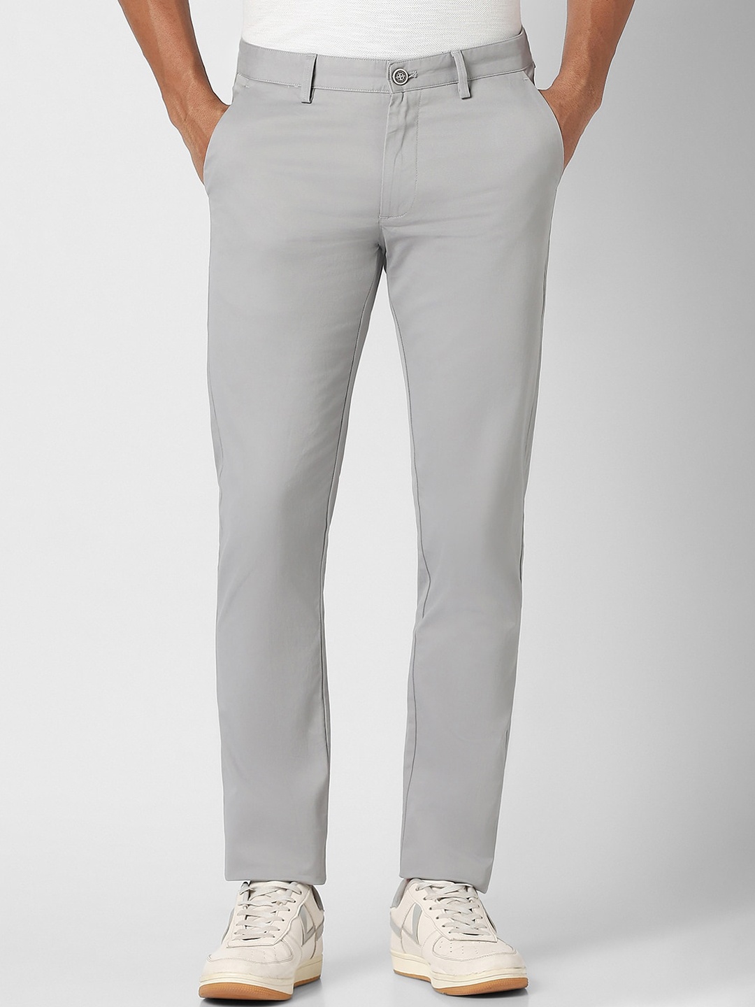 

Peter England Casuals Men Slim Fit Trousers, Grey