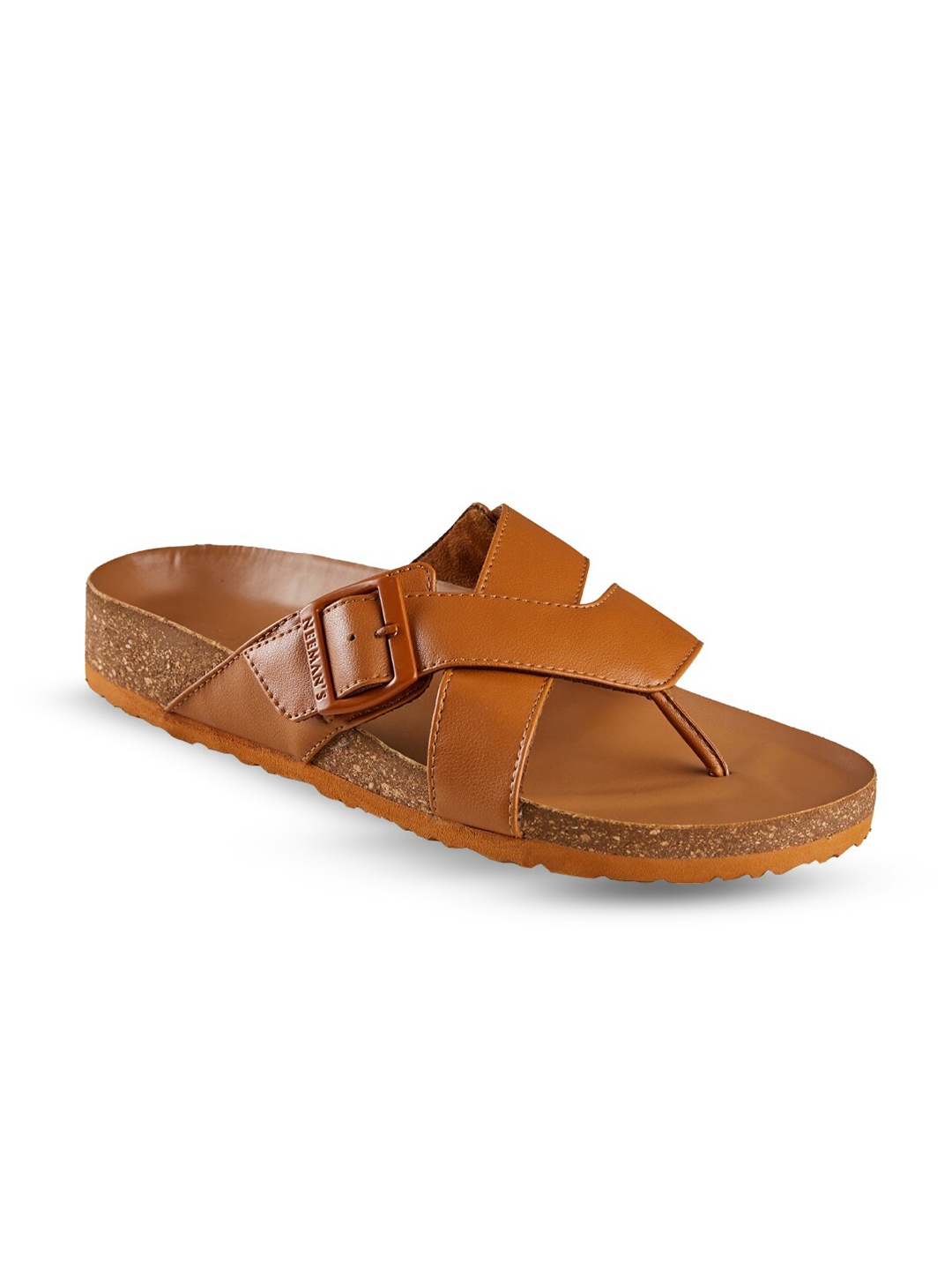 

NEEMANS Men Textured Double Cross Strap Comfort Sandals, Tan