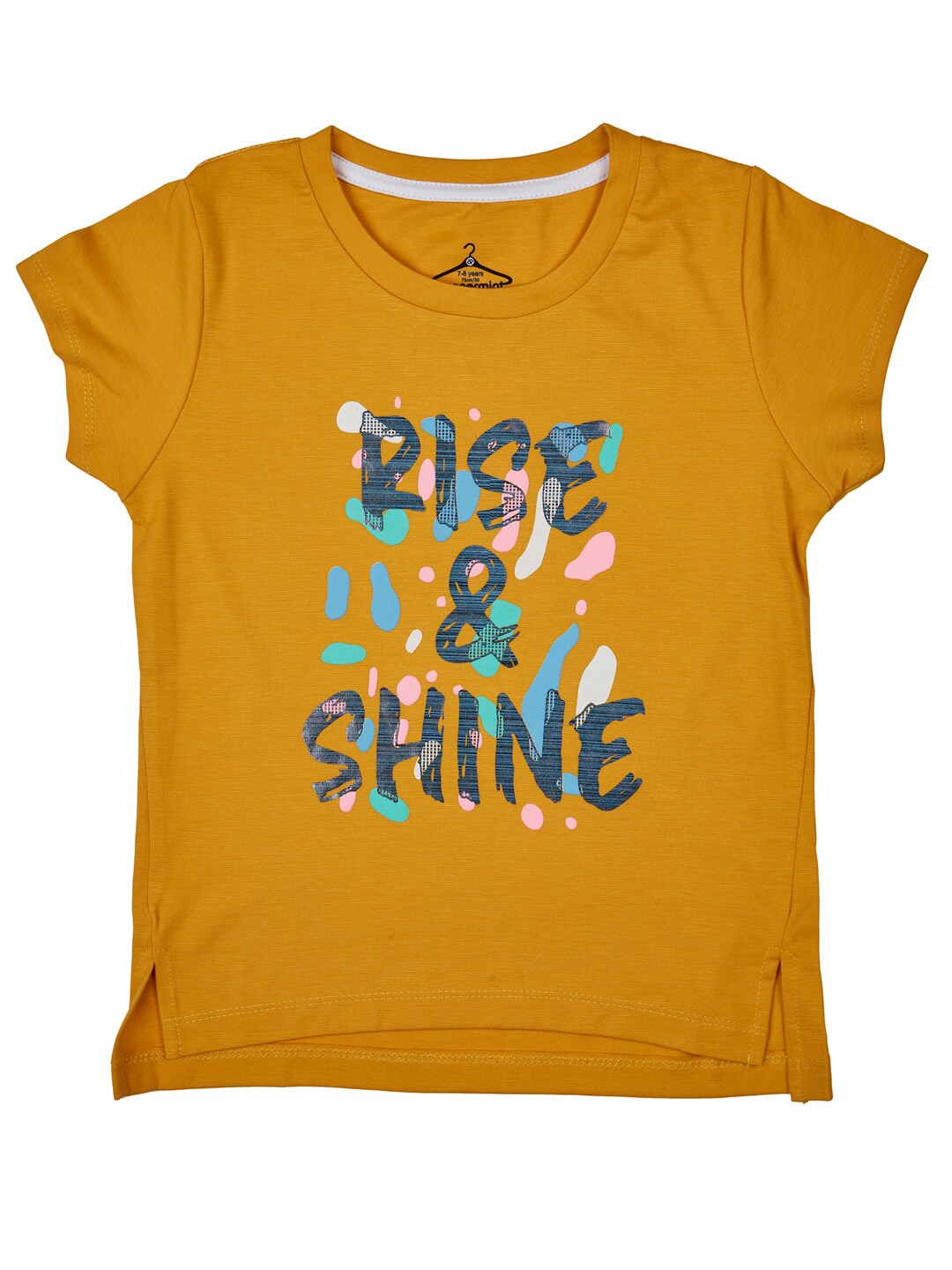 

Peppermint Girls Typography Printed Round Neck Short Sleeves T-shirt, Mustard