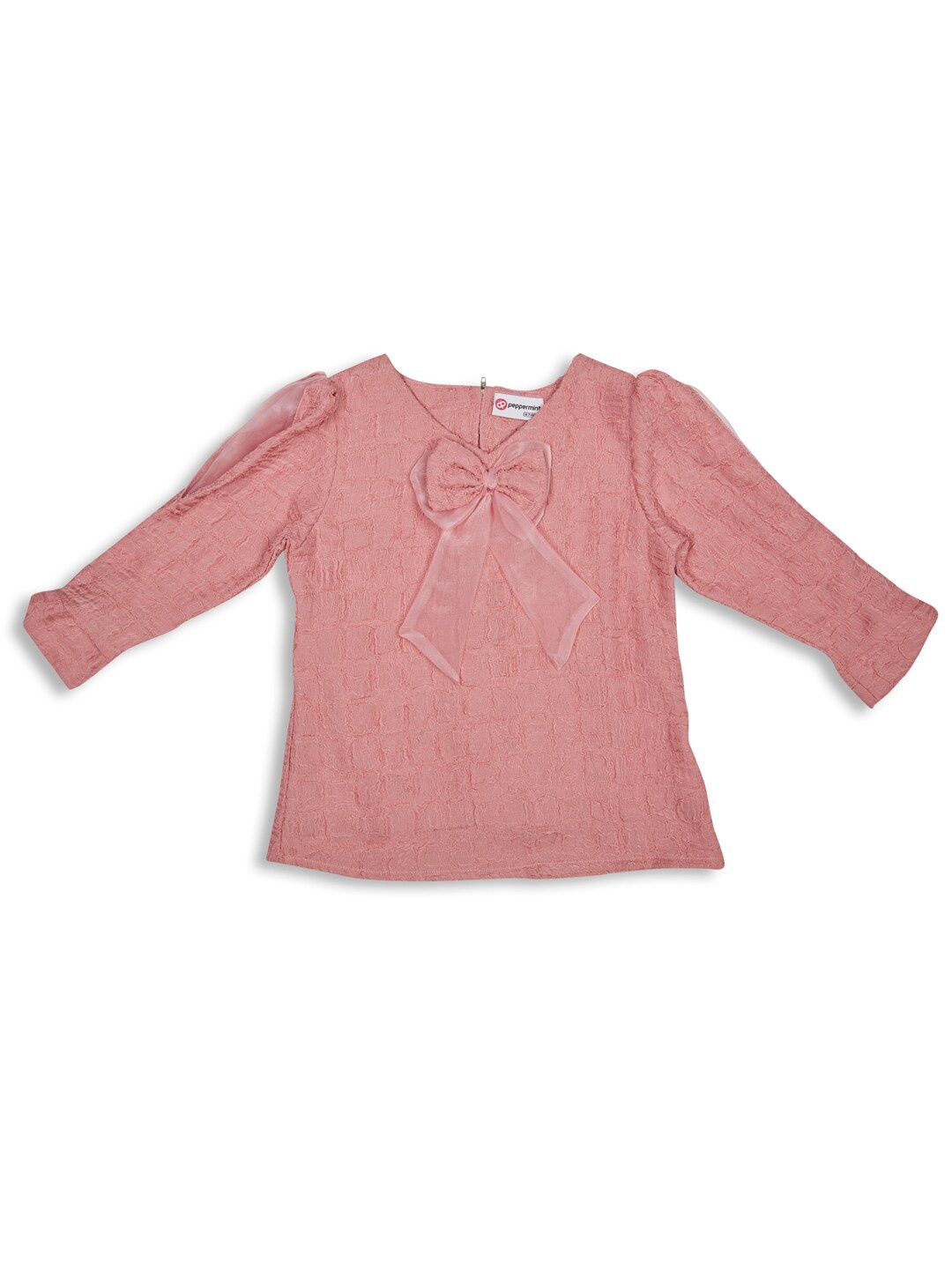 

Peppermint Girls Self Design Top, Peach