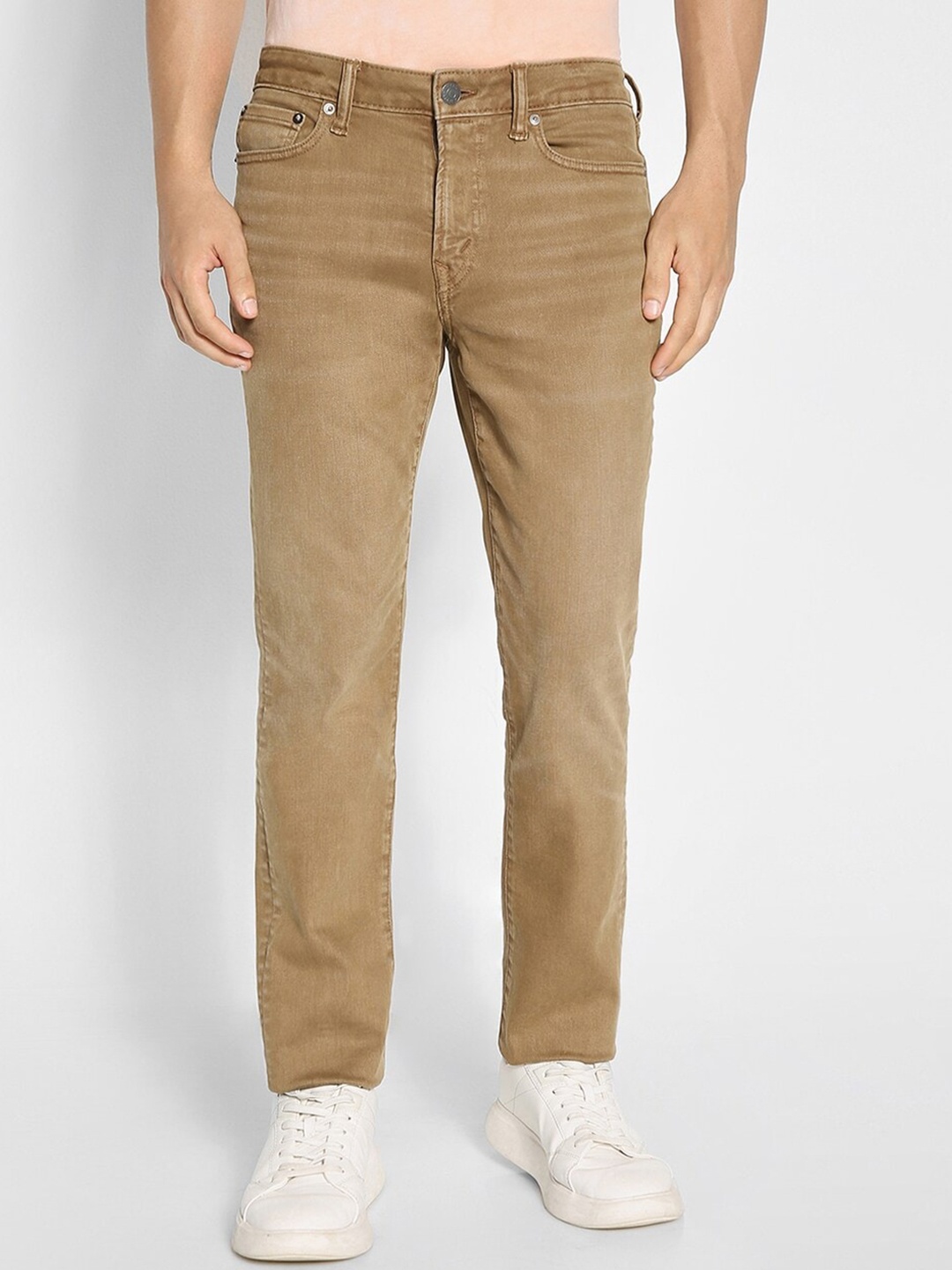 

AMERICAN EAGLE OUTFITTERS Men Mid Rise Slim Fit Stretchable Jeans, Khaki