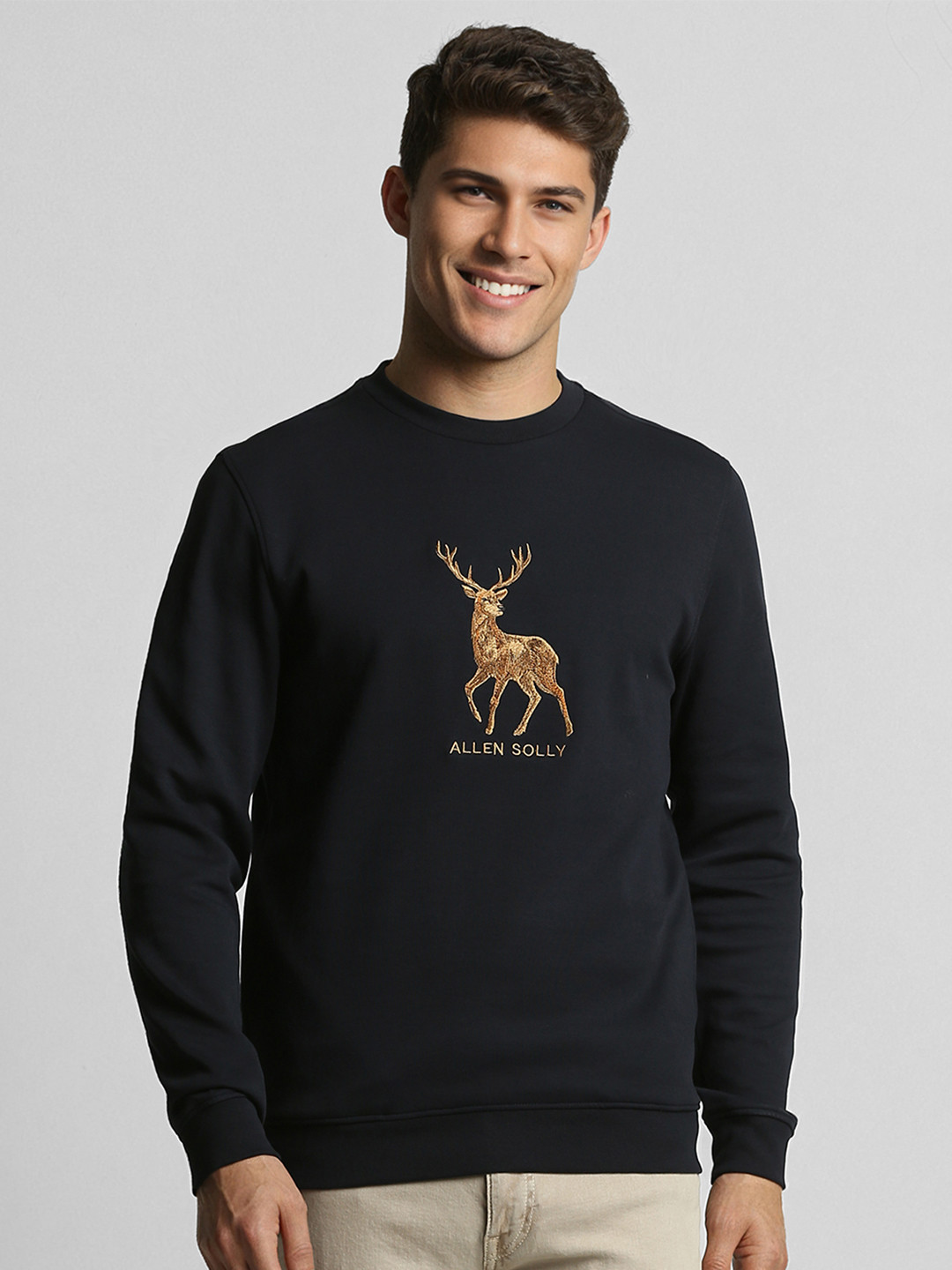 

Allen Solly Men Black Embroidered Sweatshirt