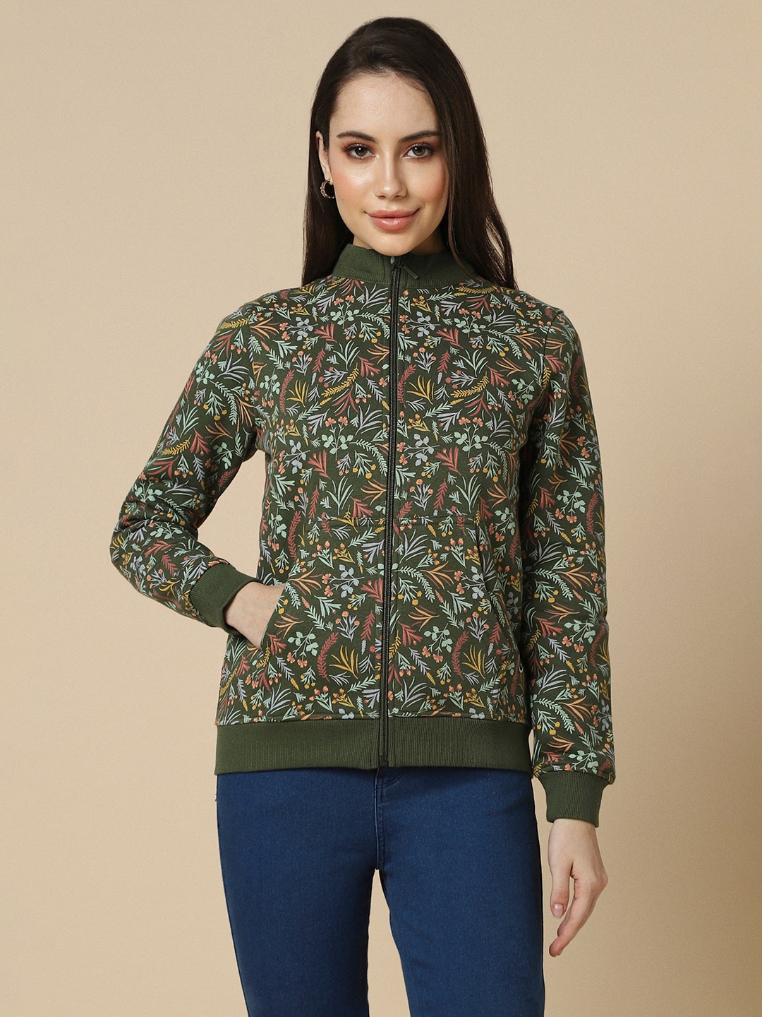 

Allen Solly Woman Women Olive Green Printed Sweatshirt