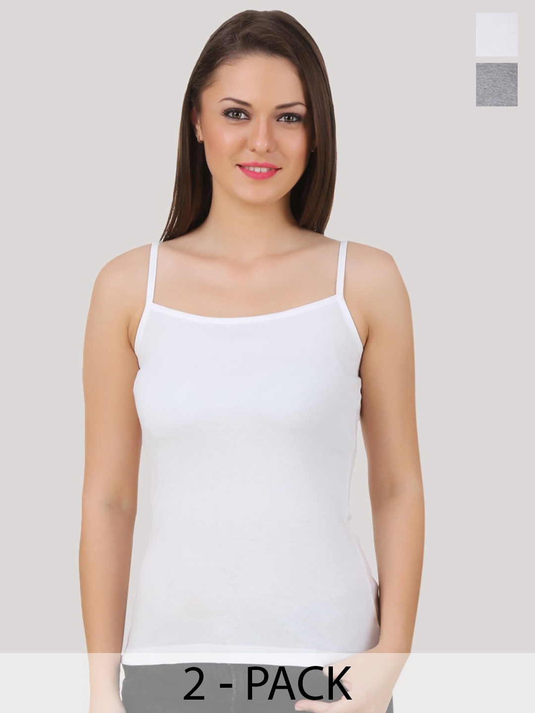

Texco Pack Of 2 Non Padded Cotton Camisoles, White