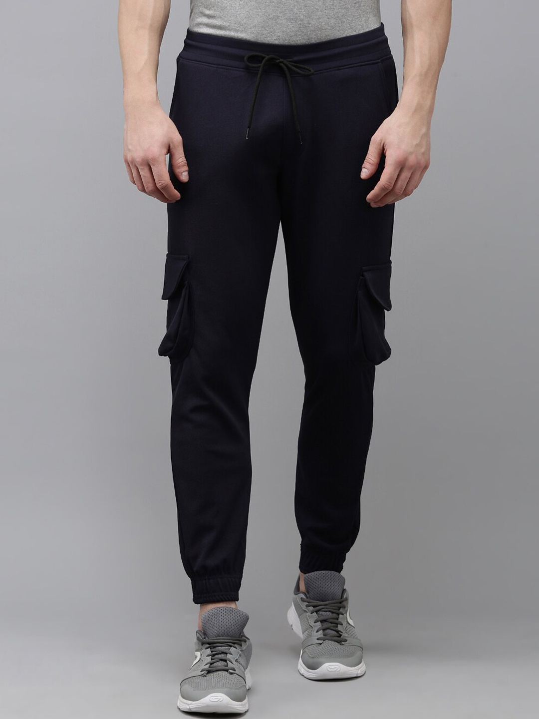 

MADSTO Men Mid Rise Cargo Joggers, Navy blue