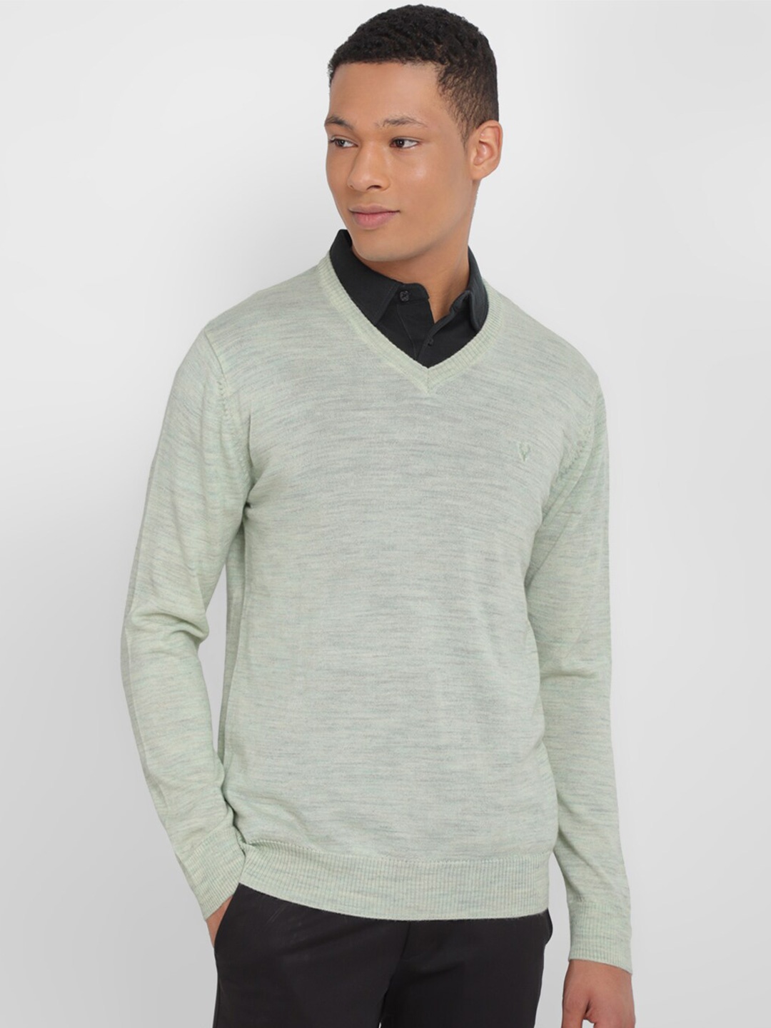 

Allen Solly V-Neck Long Sleeves Pullover Sweater, Green