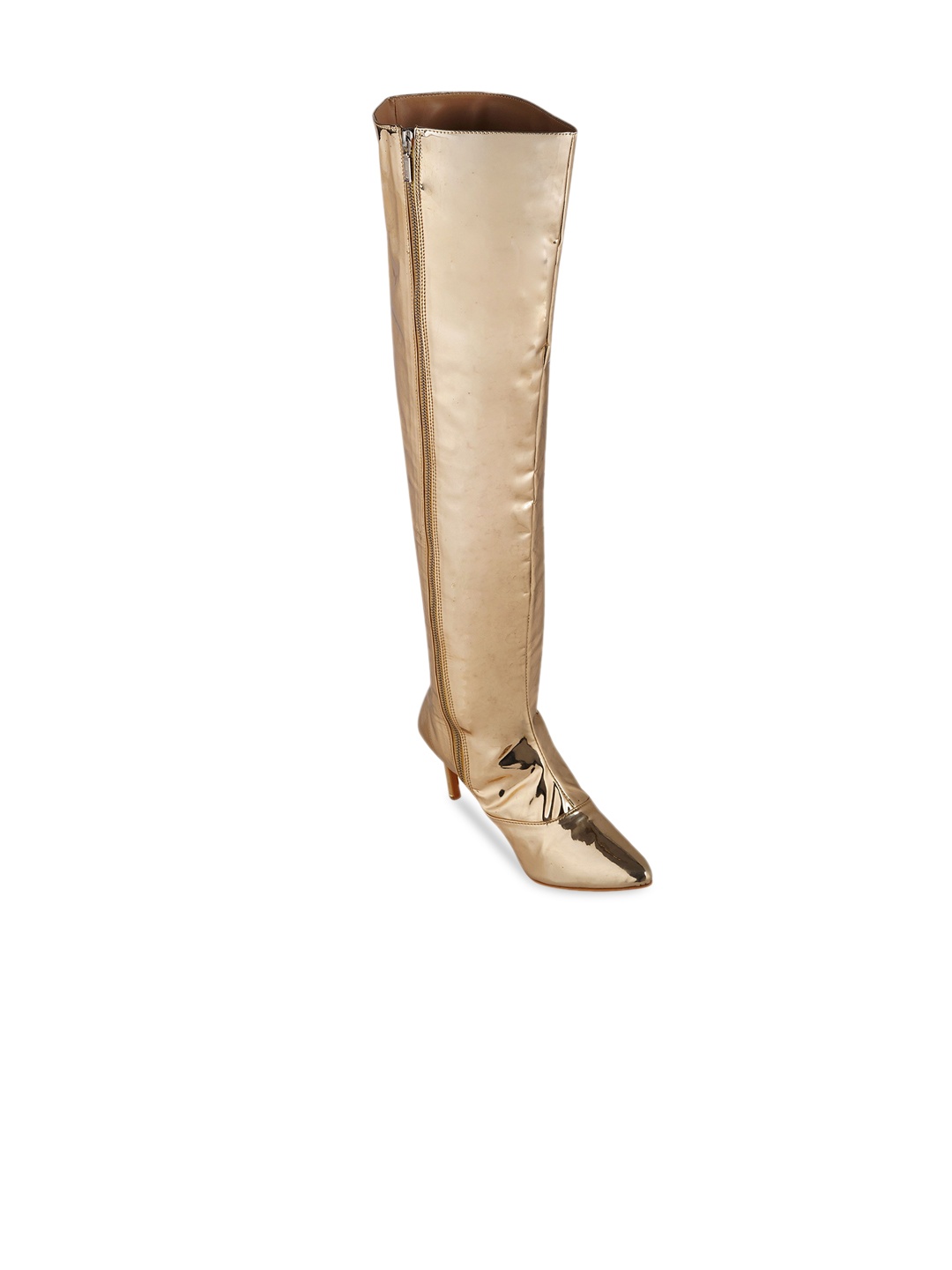 

ZORI WORLD Women EMJAY Pointed Toe High-Top Knee Stiletto Heel Regular Boots, Gold