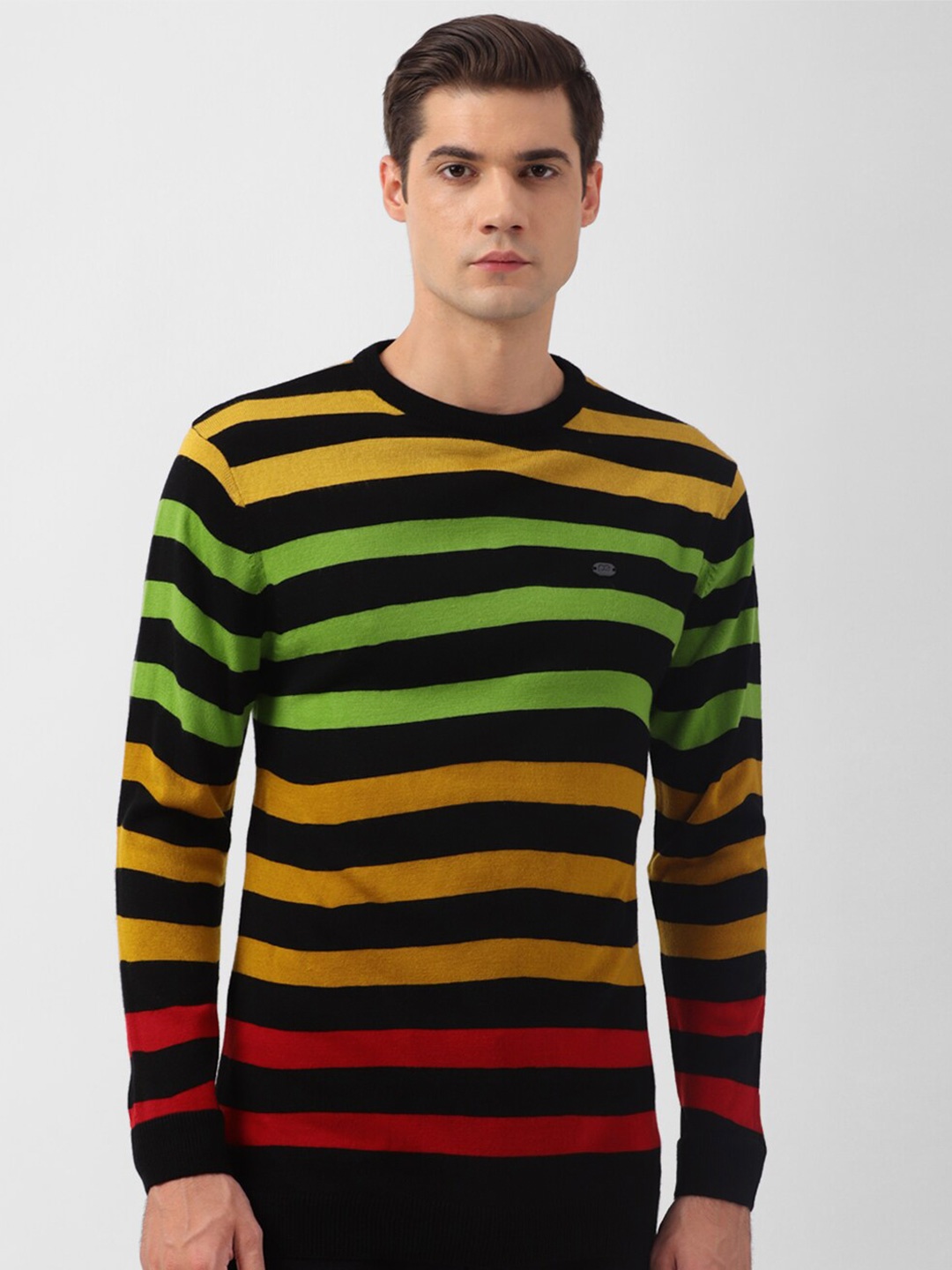 

Peter England Casuals Striped Pullover Sweater, Black