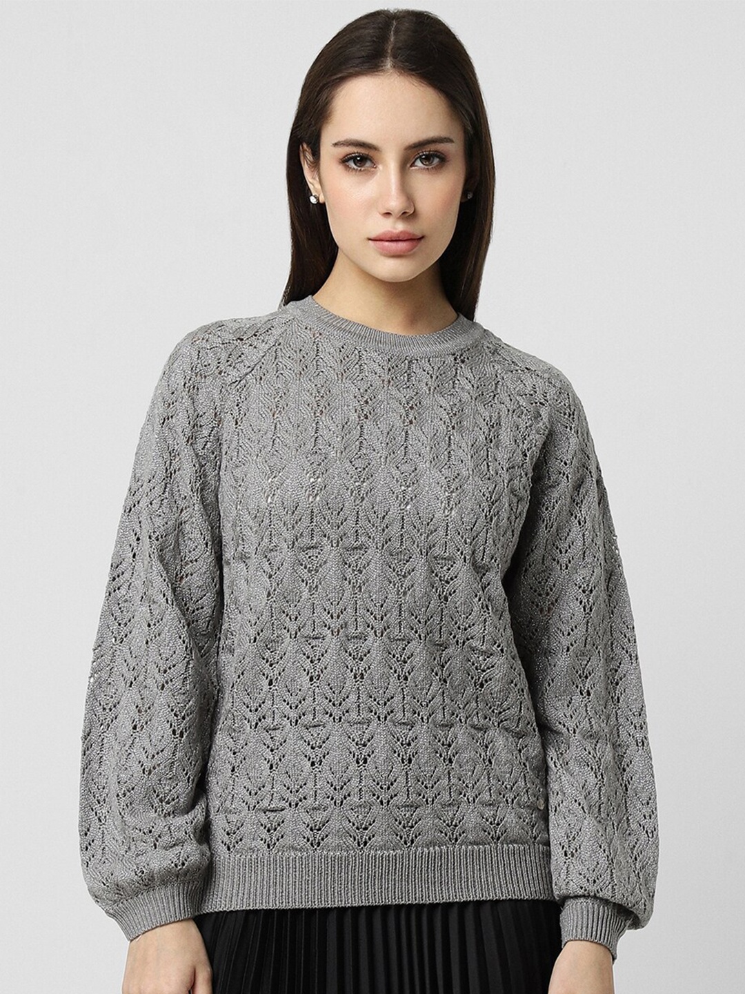 

Van Heusen Woman Self Design Acrylic Pullover, Grey