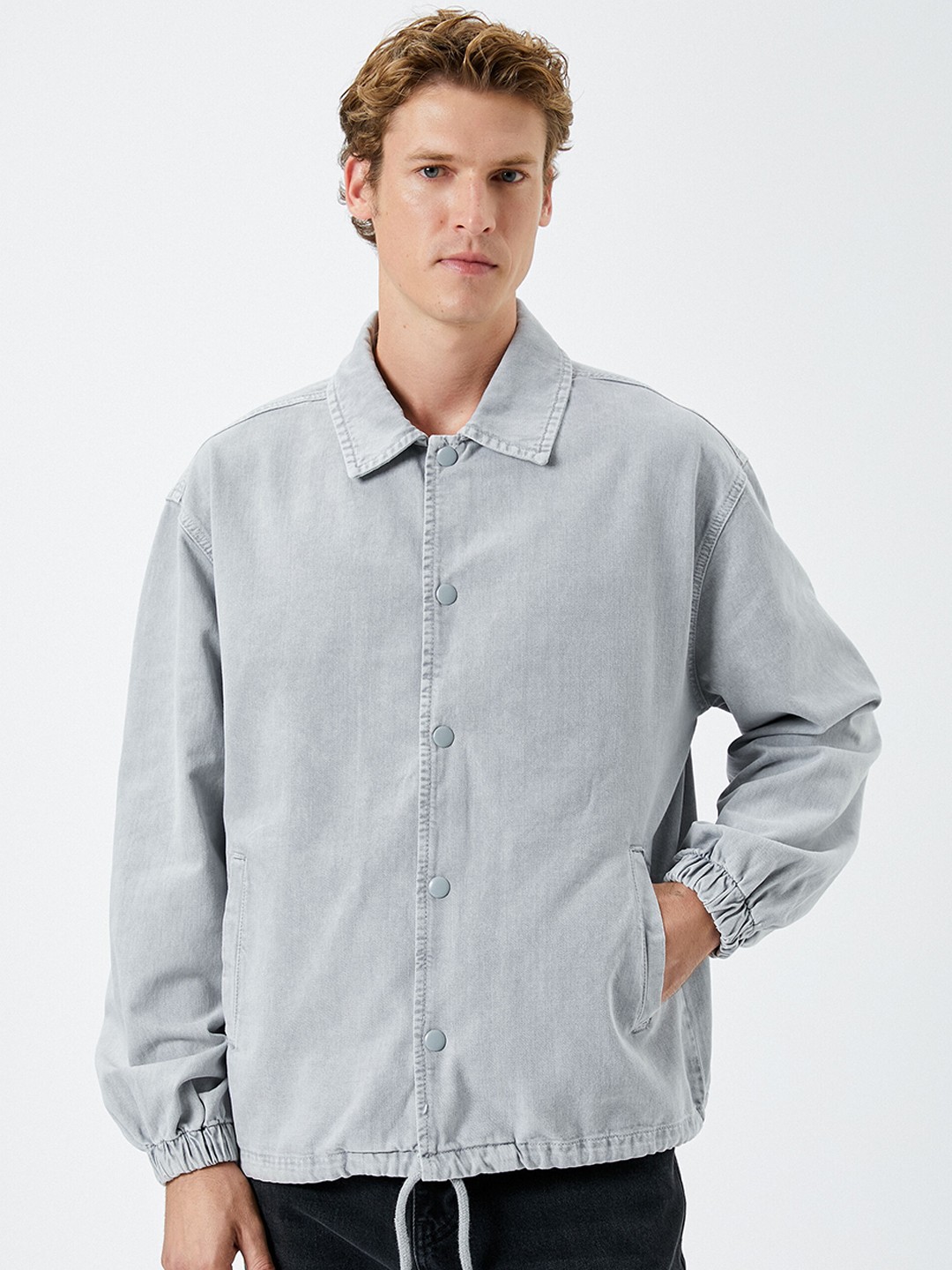 

Koton Spread Collar Pure Cotton Tailored Jacket, Grey