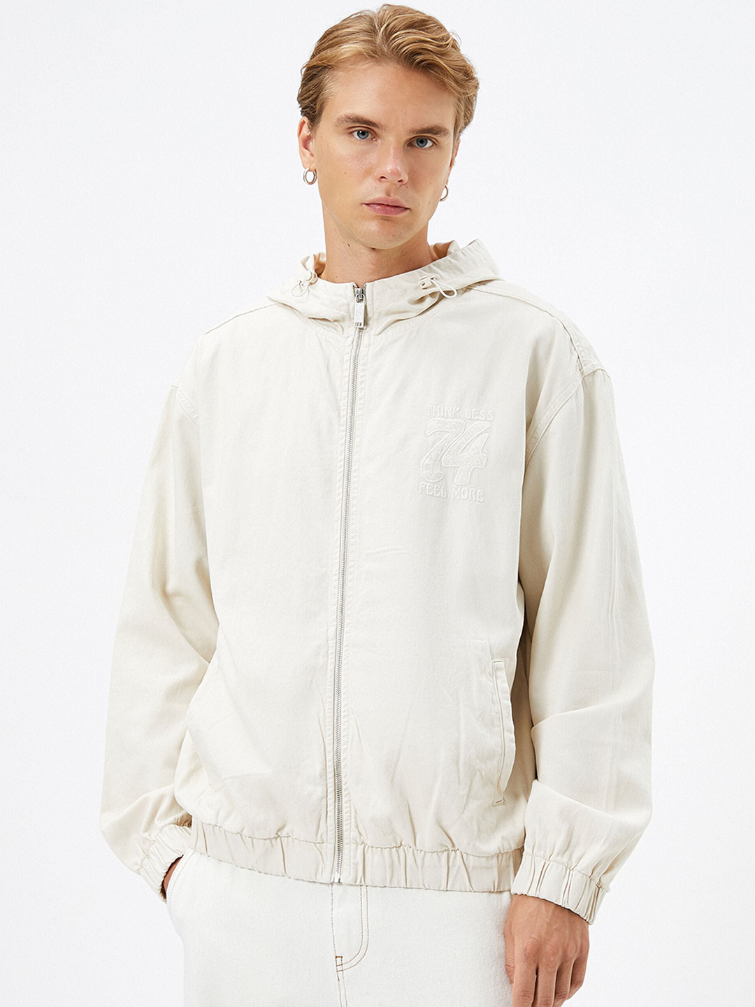 

Koton Hooded Pure Cotton Tailored Jacket, Off white
