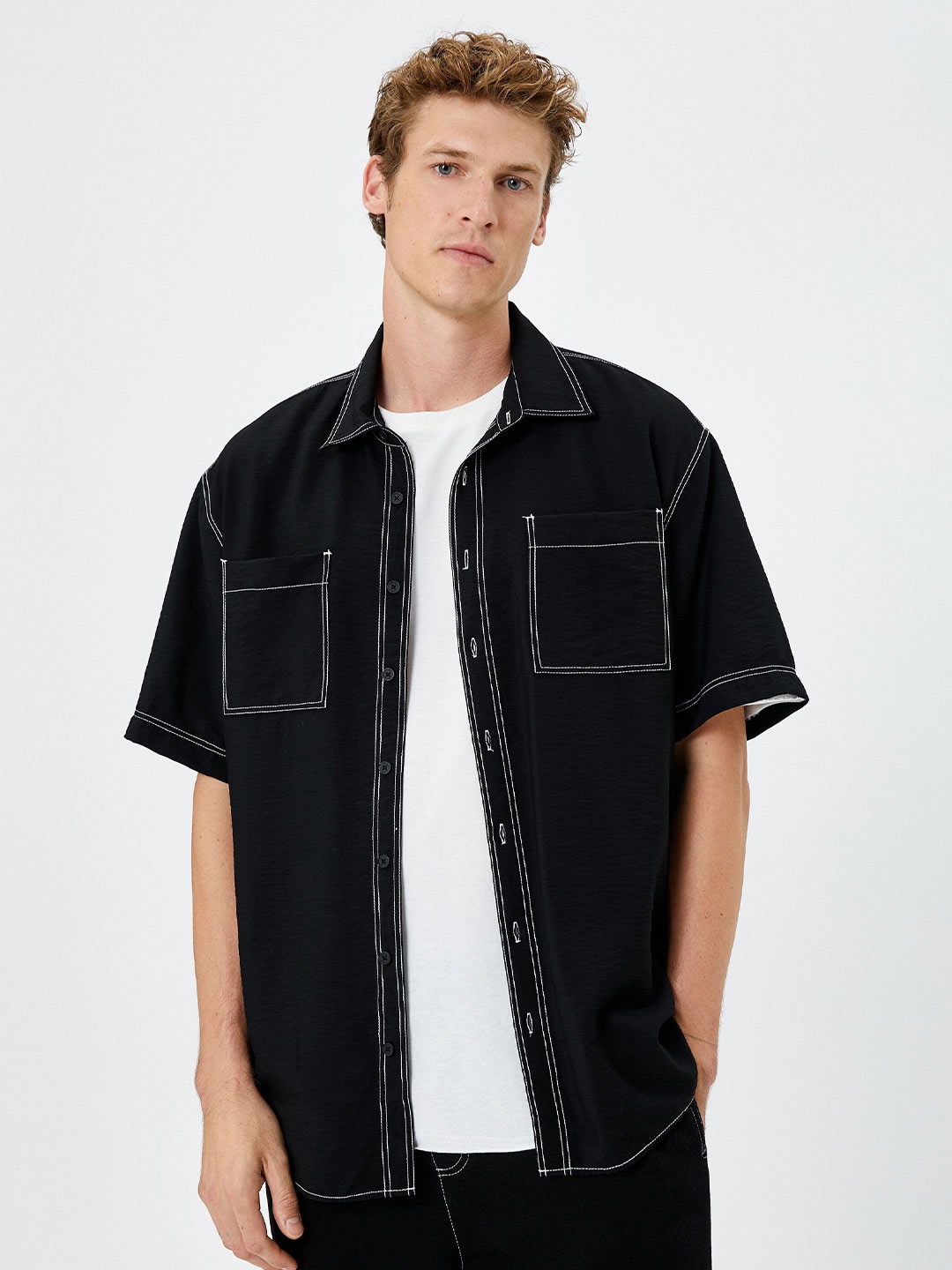 

Koton Spread Collar Shirt, Black