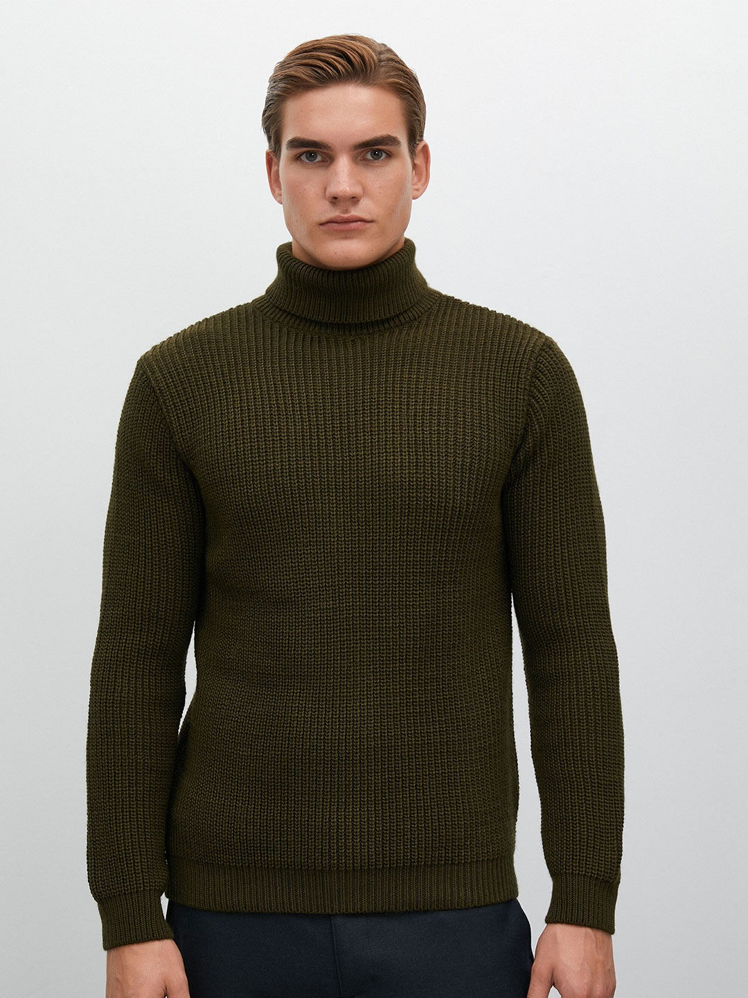 

Koton Self Design Cable Knit Pullover Acrylic Woollen Sweater, Green