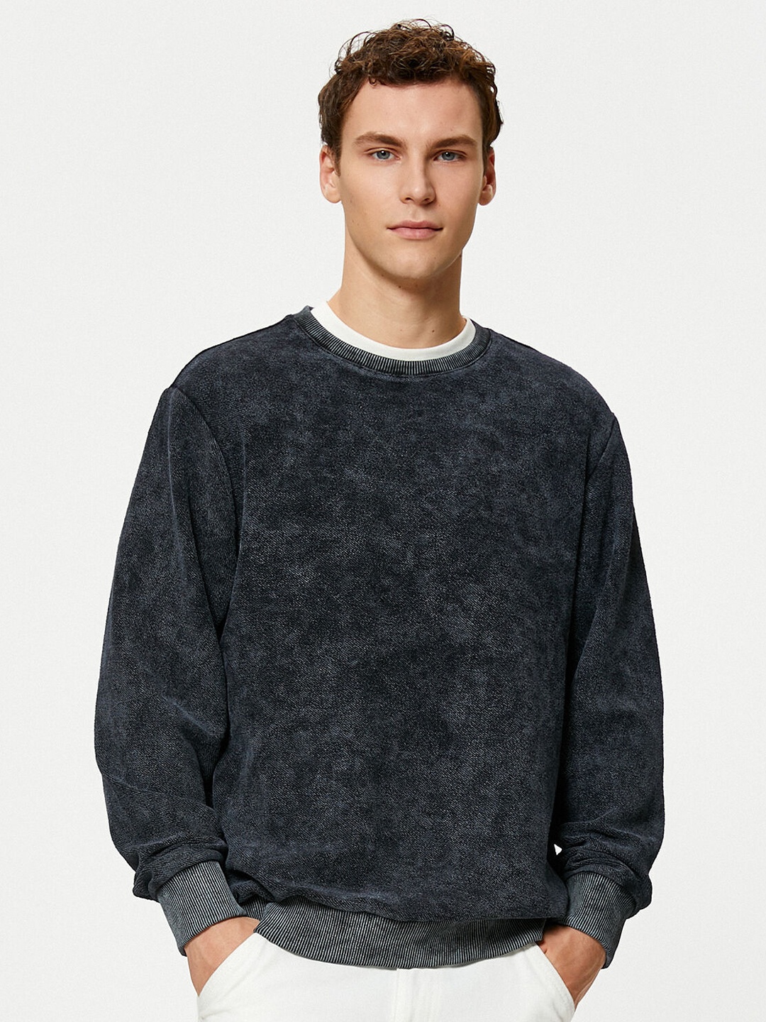 

Koton Self Design Cotton Pullover Sweatshirt, Black
