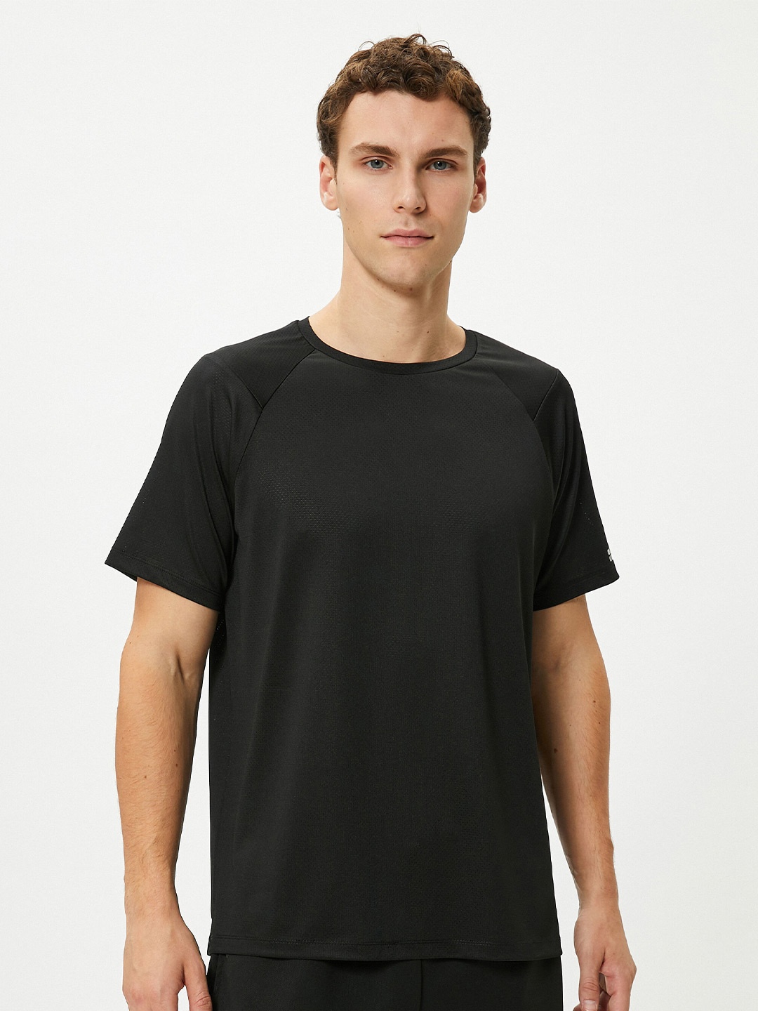 

Koton Self Design Round Neck Regular Fit T-shirt, Black