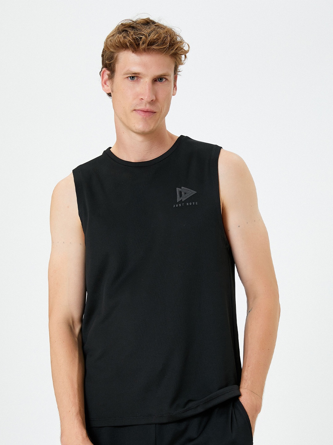 

Koton Men Geometric Printed Sleeveless T-shirt, Black
