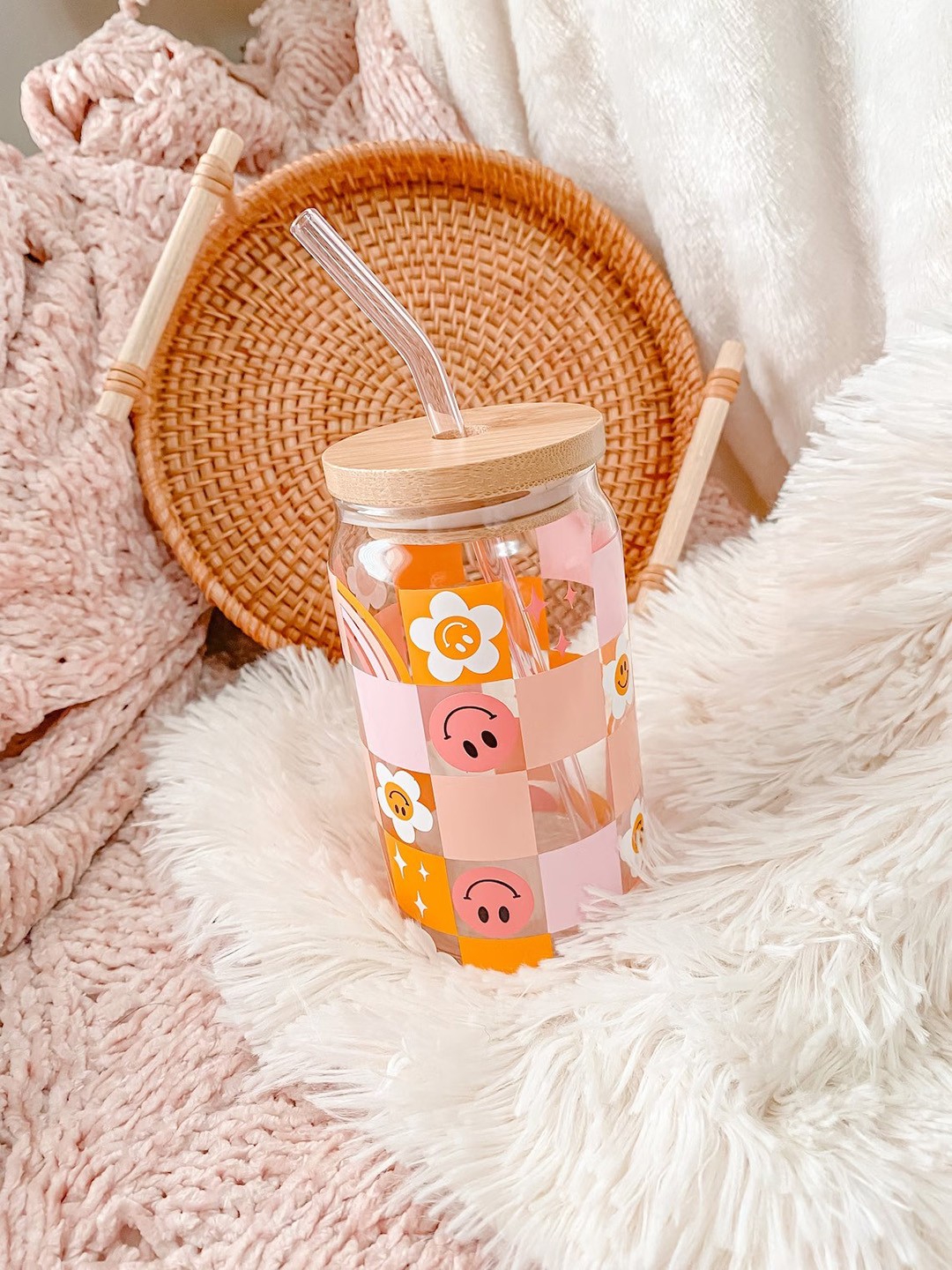 

1219 Avenue Transparent Printed Can Shaped Glass With Lid & Straw - 500 ML