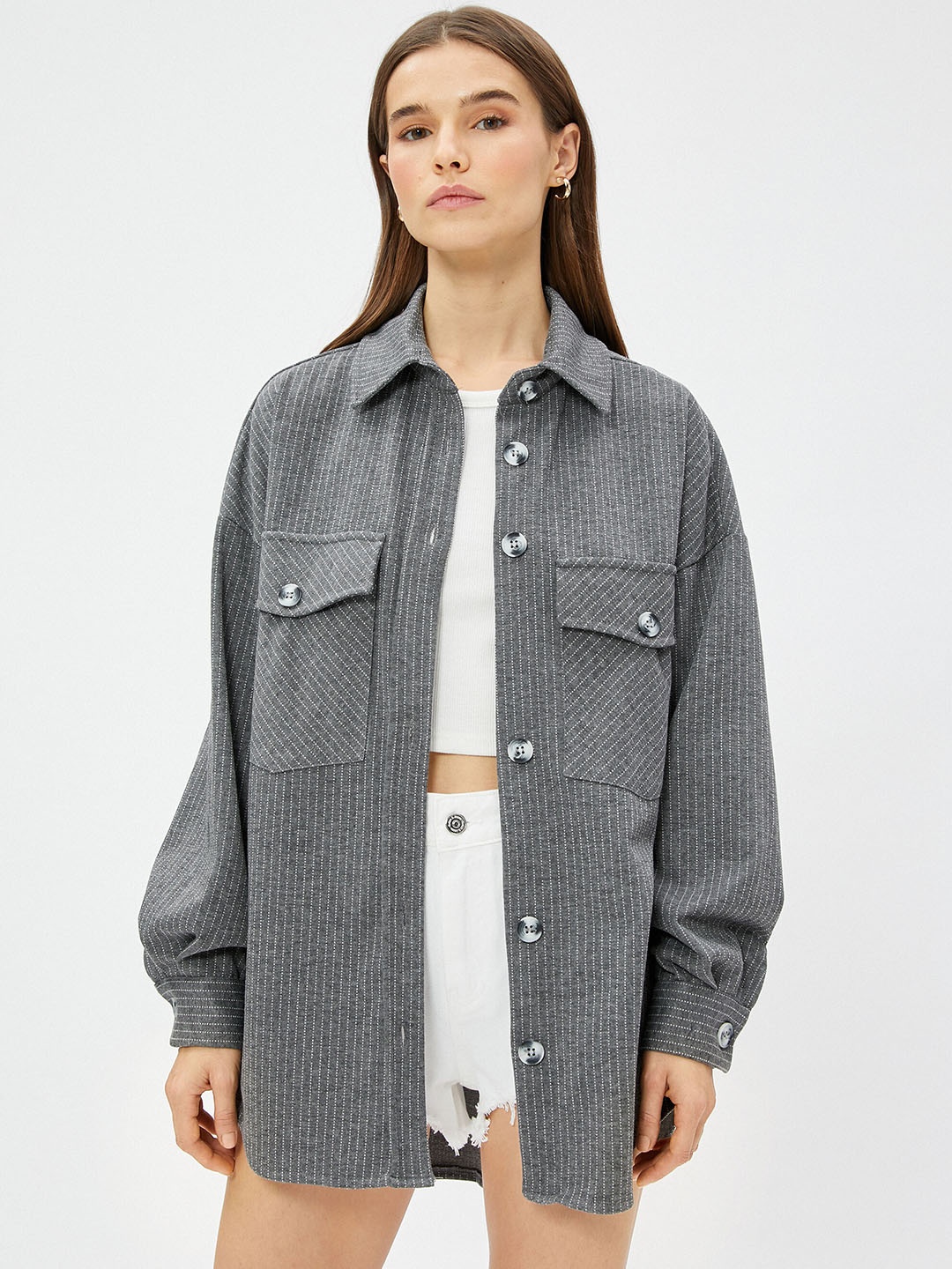 

Koton Spread Collar Denim Jacket, Grey