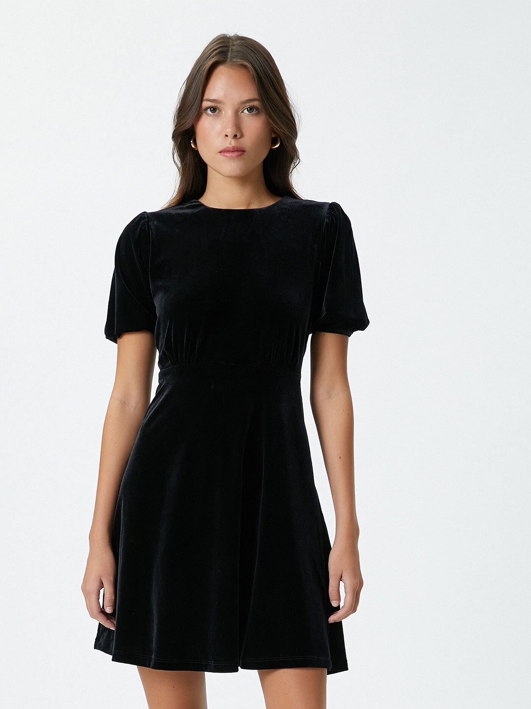

Koton Round Neck A-Line Dress, Black