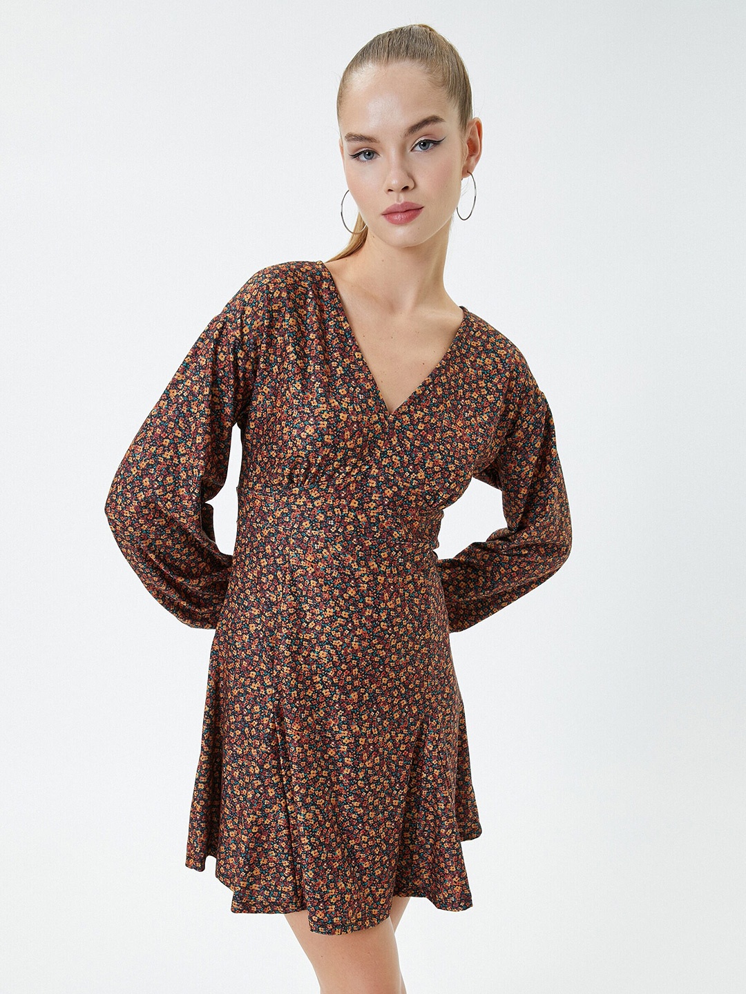 

Koton Brown Floral Printed Fit & Flare Dress