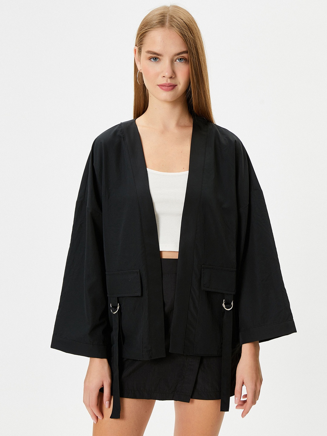 

Koton Longline Open Front Shrug, Black