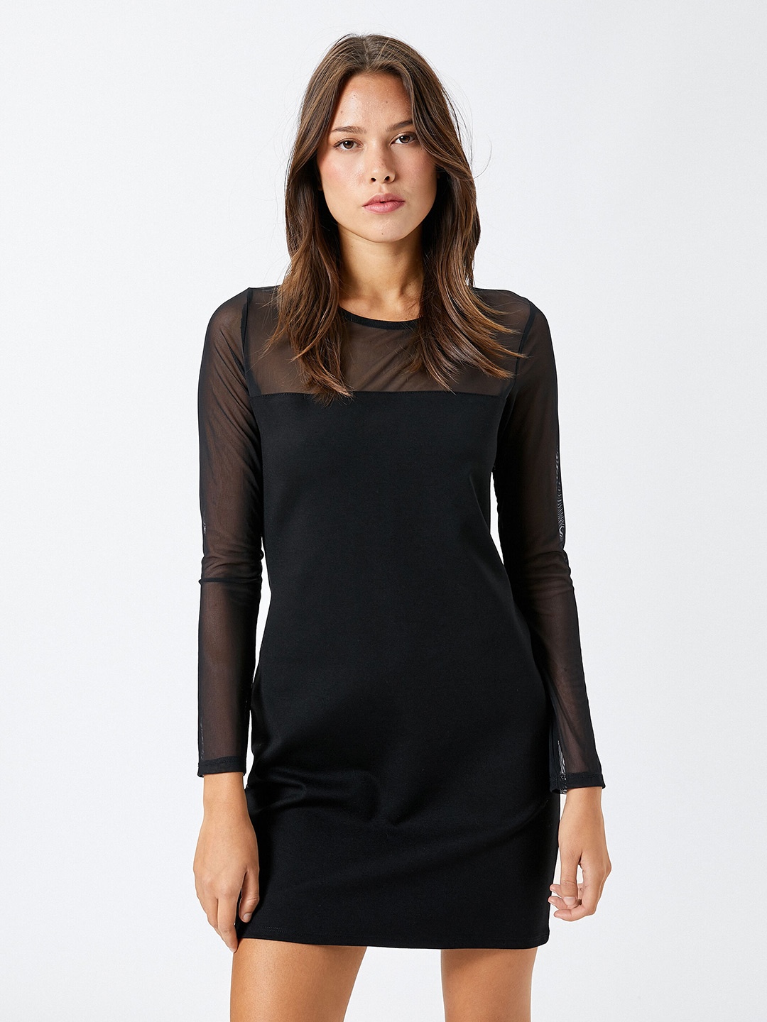 

Koton Round Neck Sheath Dress, Black